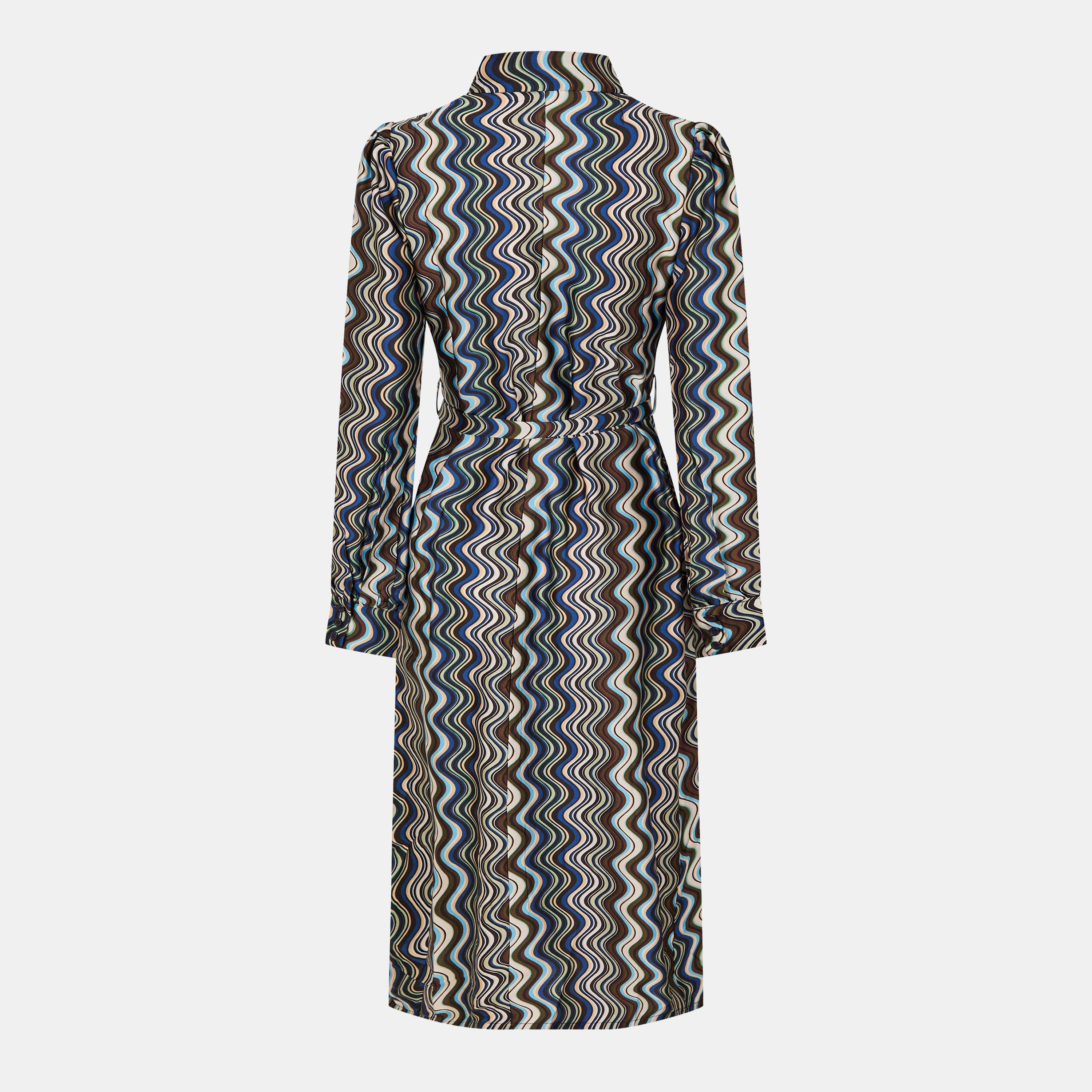 Multi - Yumi - Multicolour Abstract Stripes Shirt Dress - 2