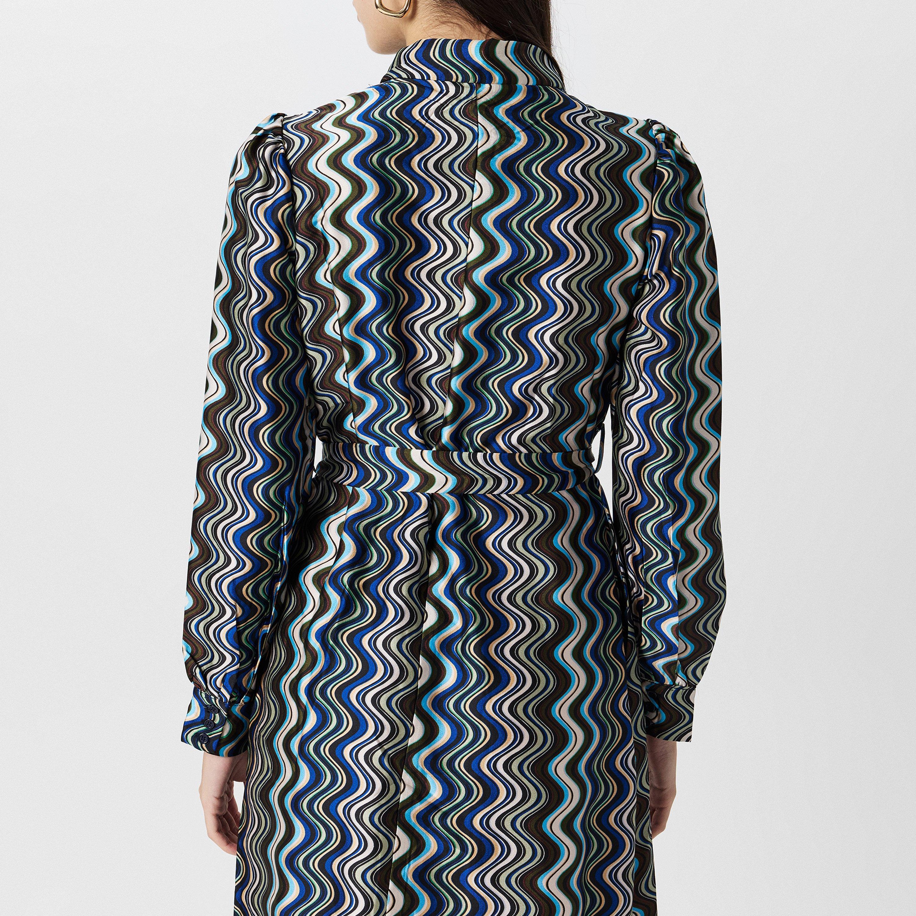 Multi - Yumi - Multicolour Abstract Stripes Shirt Dress - 4