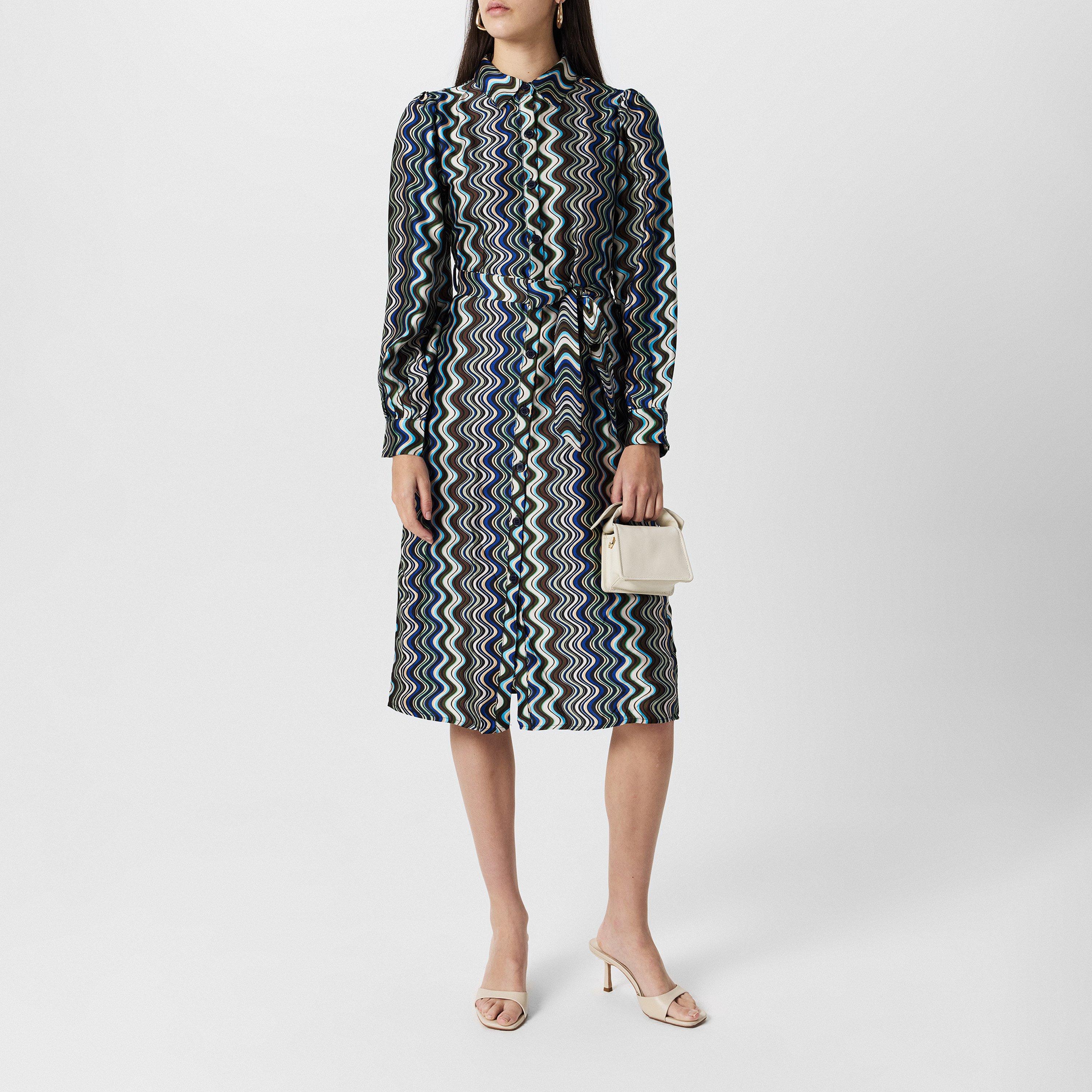 Multi - Yumi - Multicolour Abstract Stripes Shirt Dress - 6
