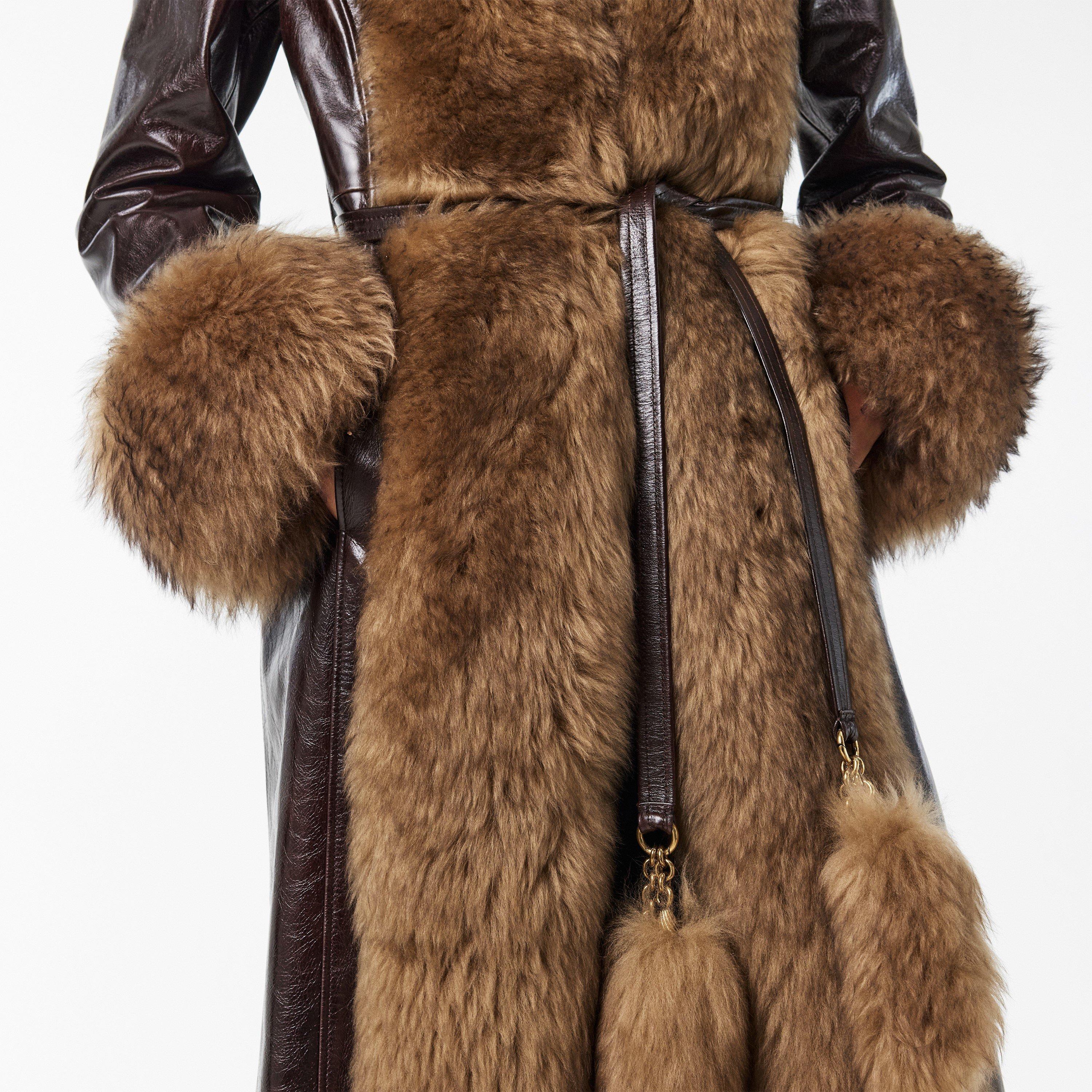 Abyssal Brown - Chloe - Women's  Textured Flattering Fit Shearling Jacket - 5