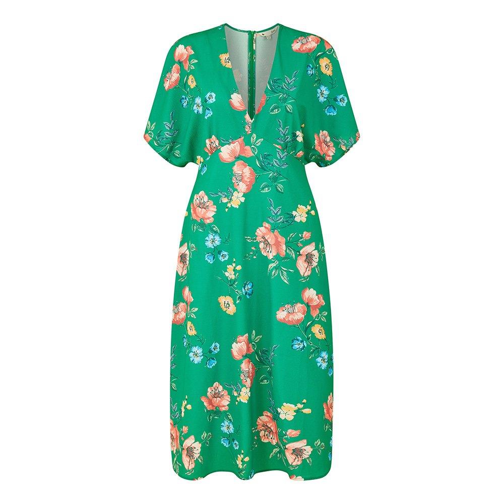 Yumi Women's Navy Floral Kimono Midi Wrap Dress - Green - 10 (S)