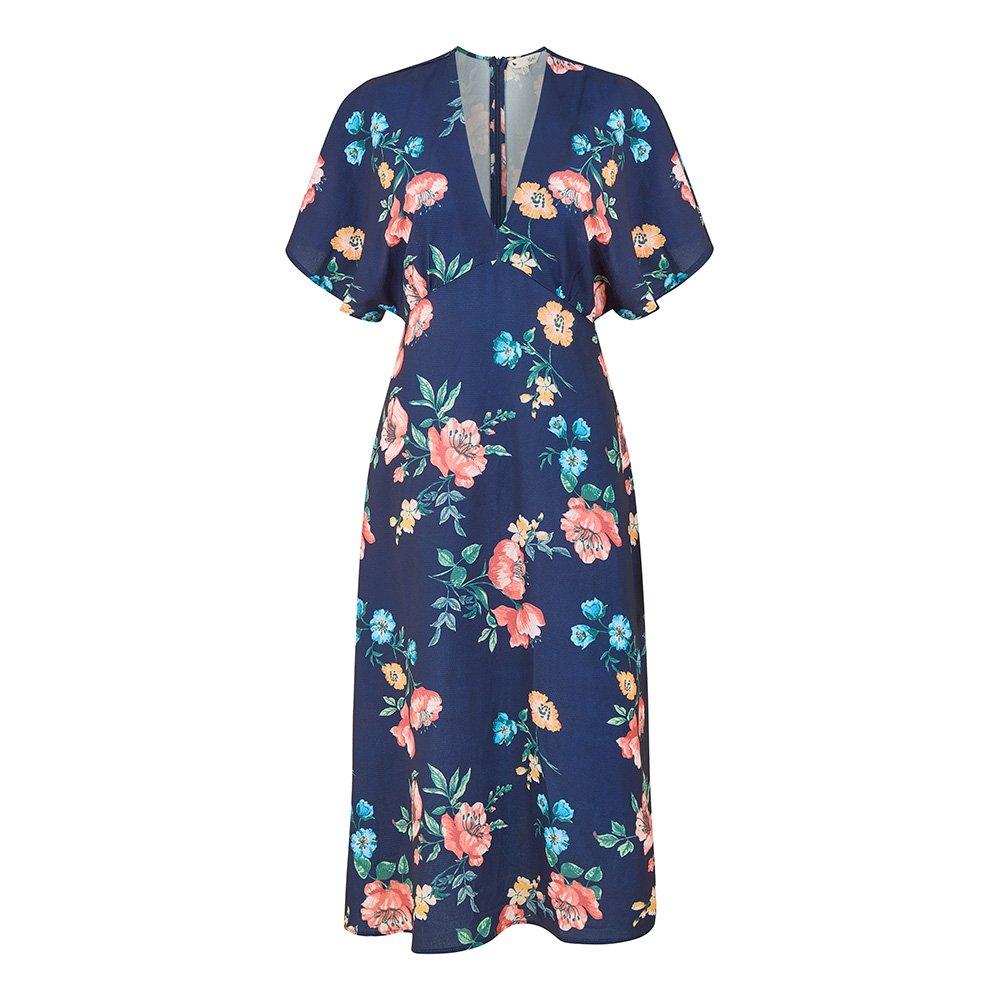 Yumi Women's Floral Kimono Midi Wrap Dress Navy - 10 (S)