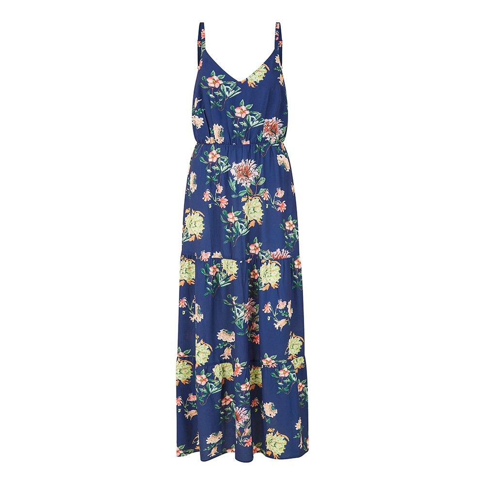 Navy - Yumi - Floral Strappy Maxi Dress - 1