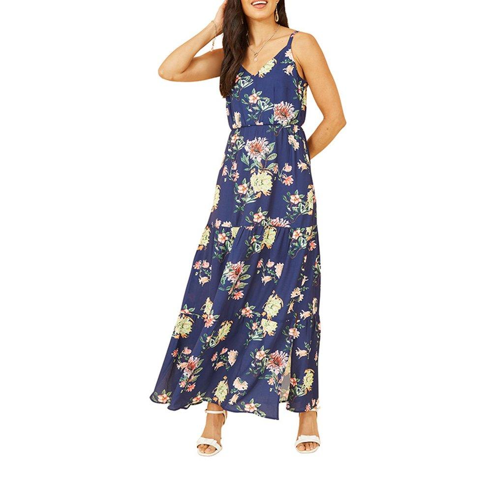 Navy - Yumi - Floral Strappy Maxi Dress - 2