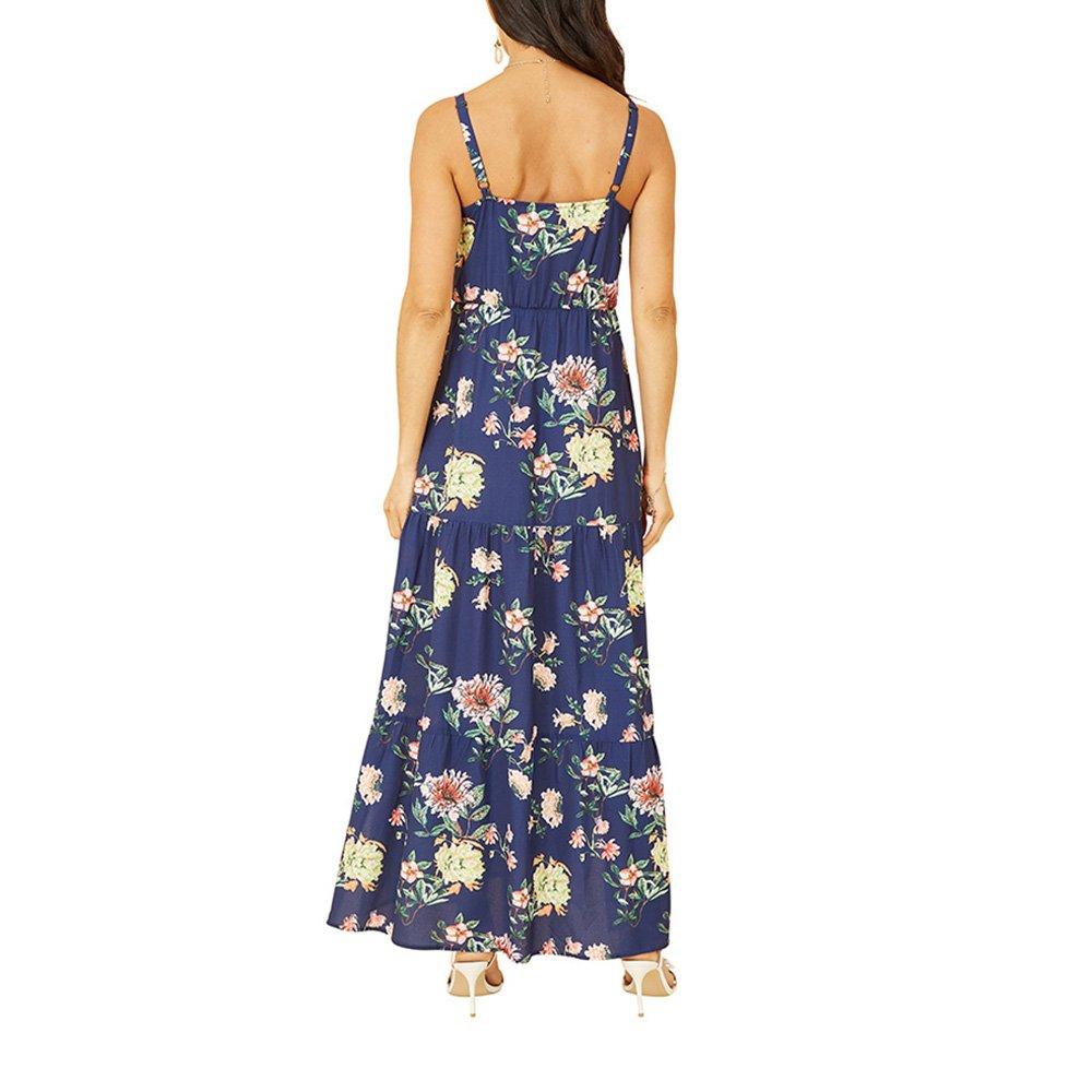 Navy - Yumi - Floral Strappy Maxi Dress - 4