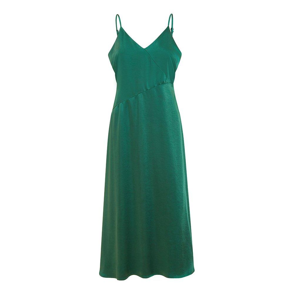 Yumi Women's Satin Strappy Midi Wrap Dress Green - 10 (S)