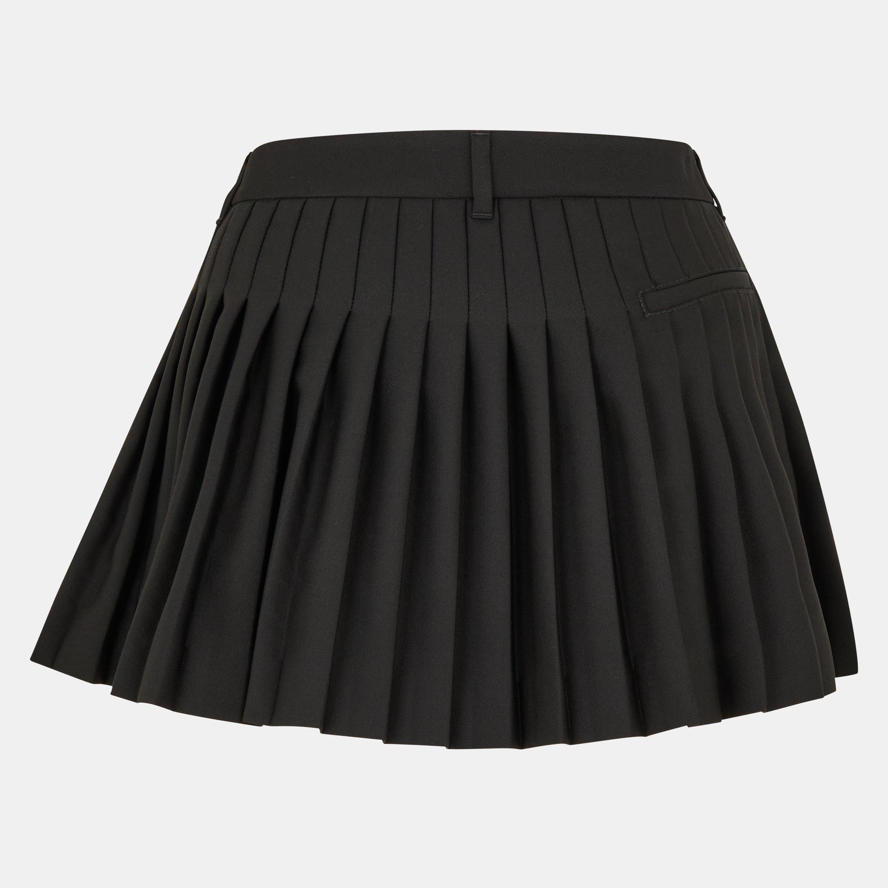 Black - Off White - Women's Pleated Skirt, Pleated Design - 2