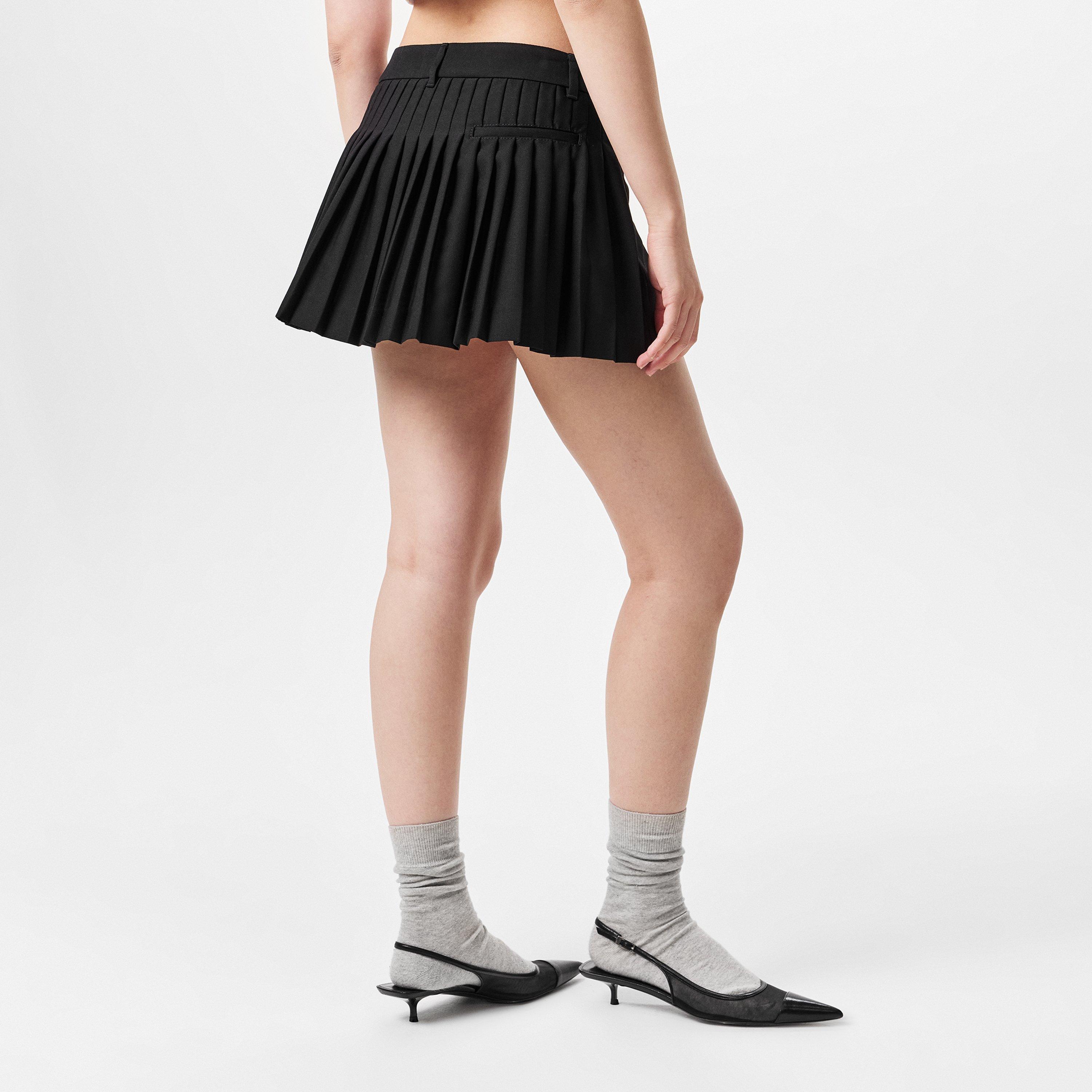 Black - Off White - Women's Pleated Skirt, Pleated Design - 4