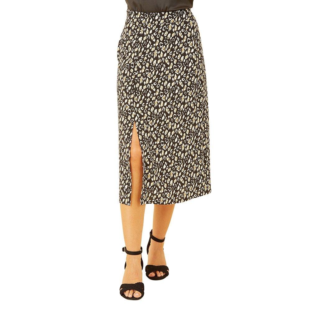 Black - Yumi - Black Leopard Print Midi Skirt - 3