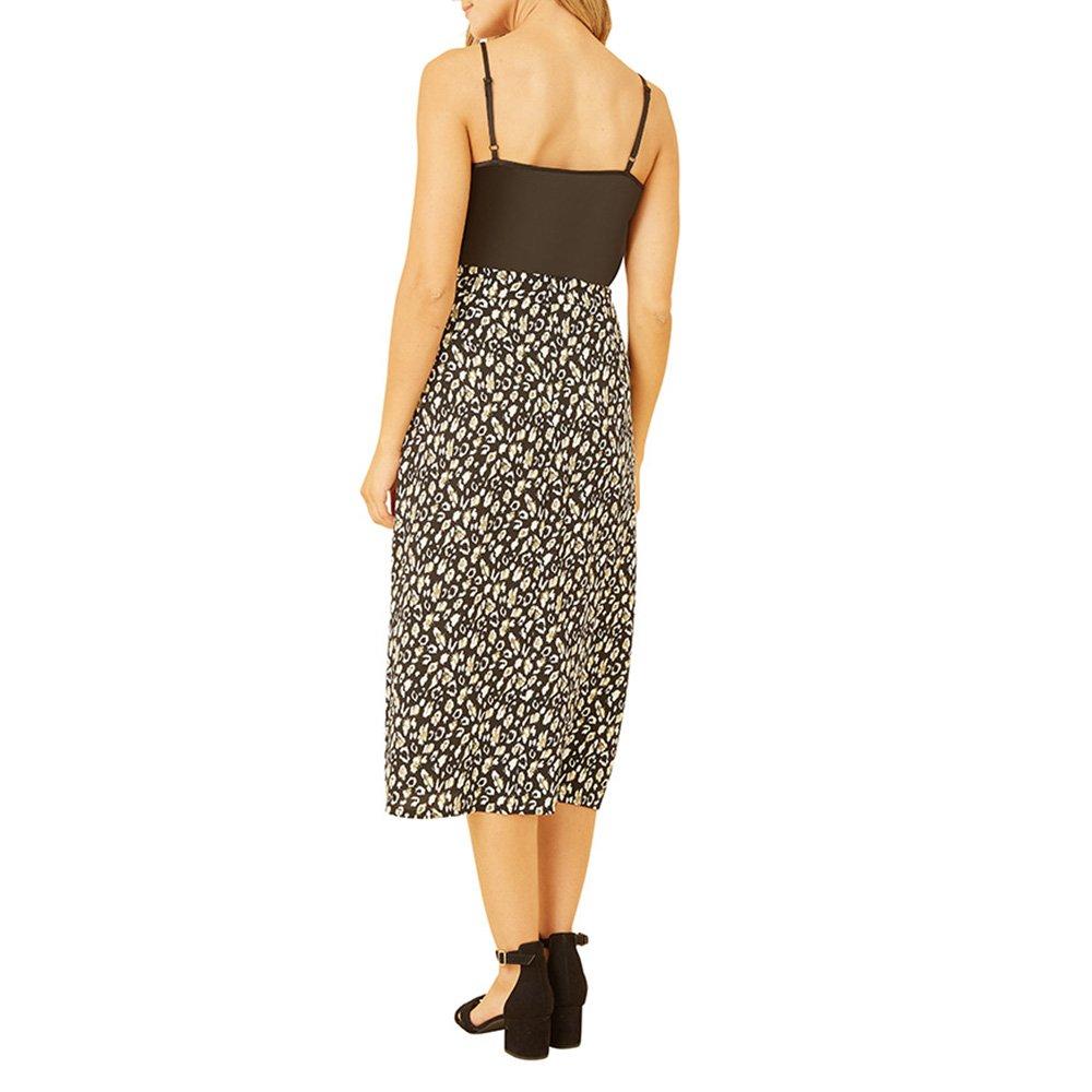 Black - Yumi - Black Leopard Print Midi Skirt - 4