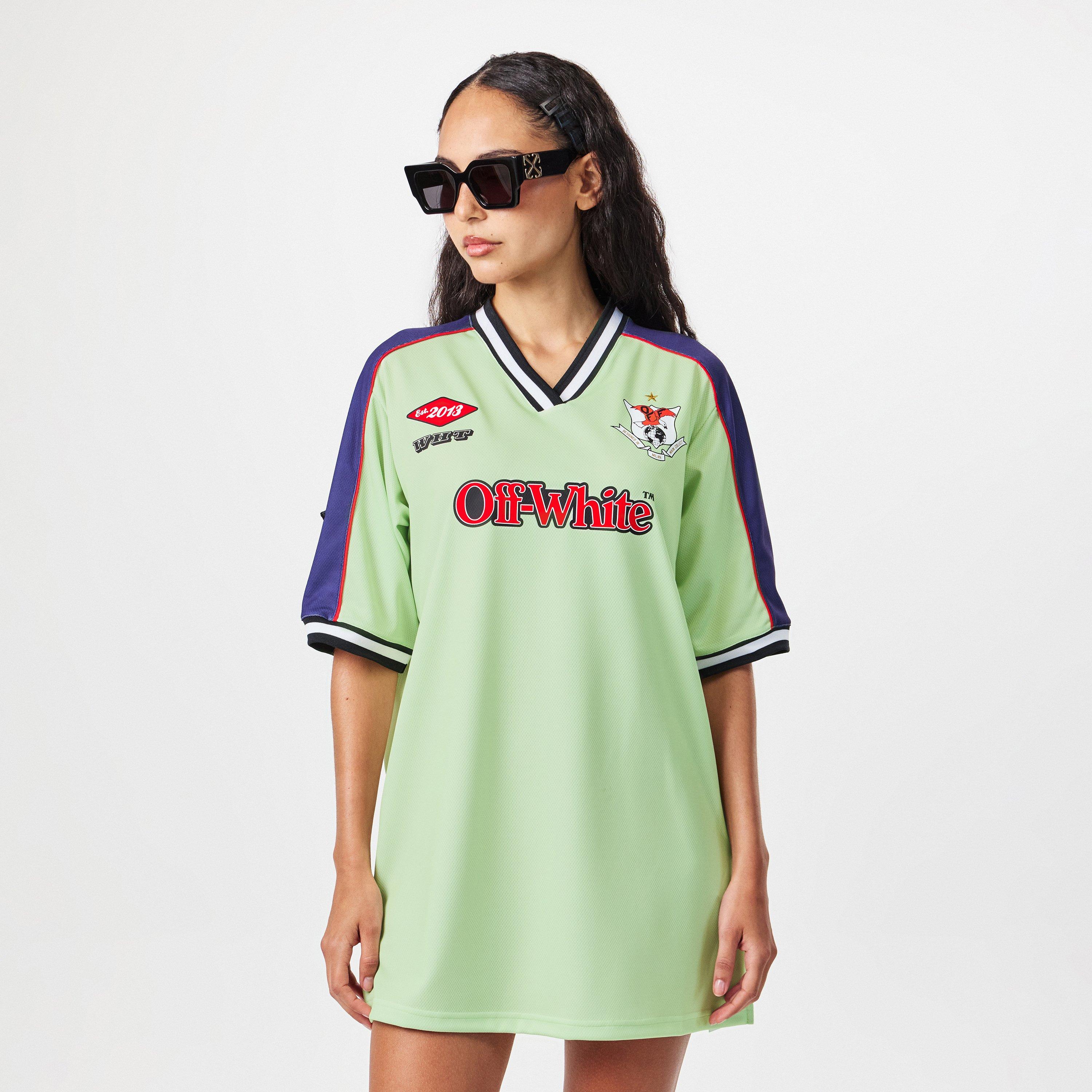 Green - Off White - Women's Woven Mini Dress, Bold Graphic Print - 3