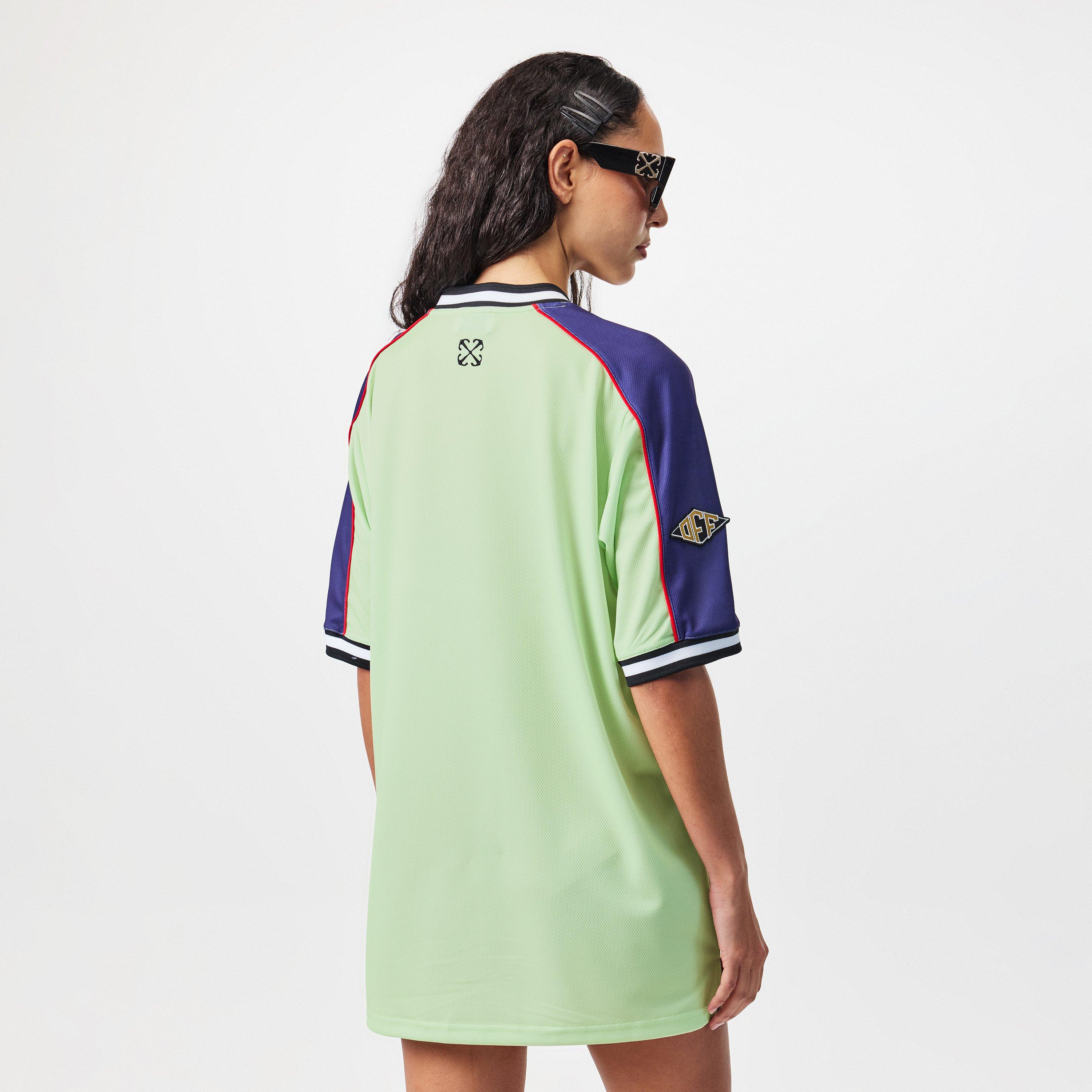 Green - Off White - Women's Woven Mini Dress, Bold Graphic Print - 4