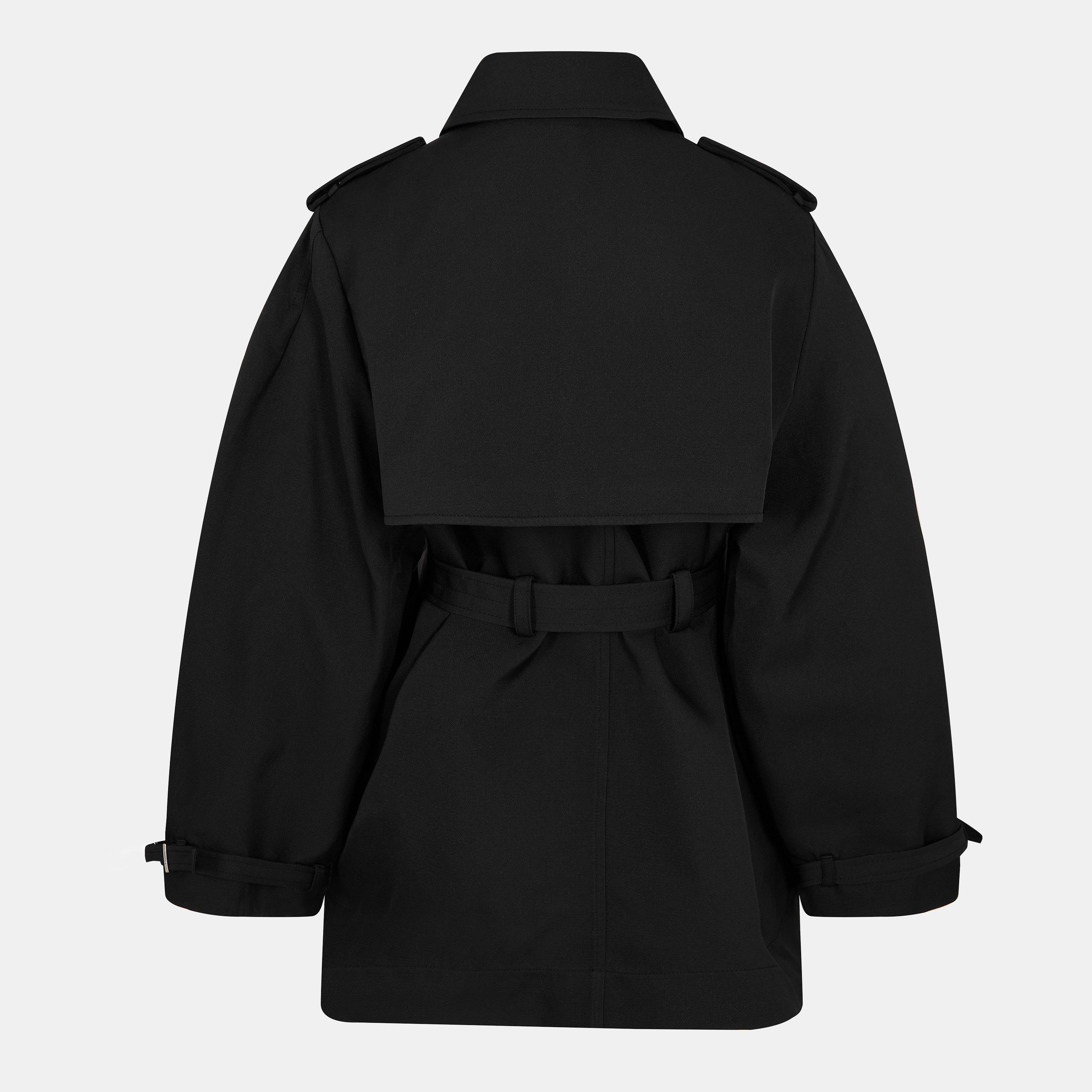 Black - Ganni - Women's  Trench Coat - 2