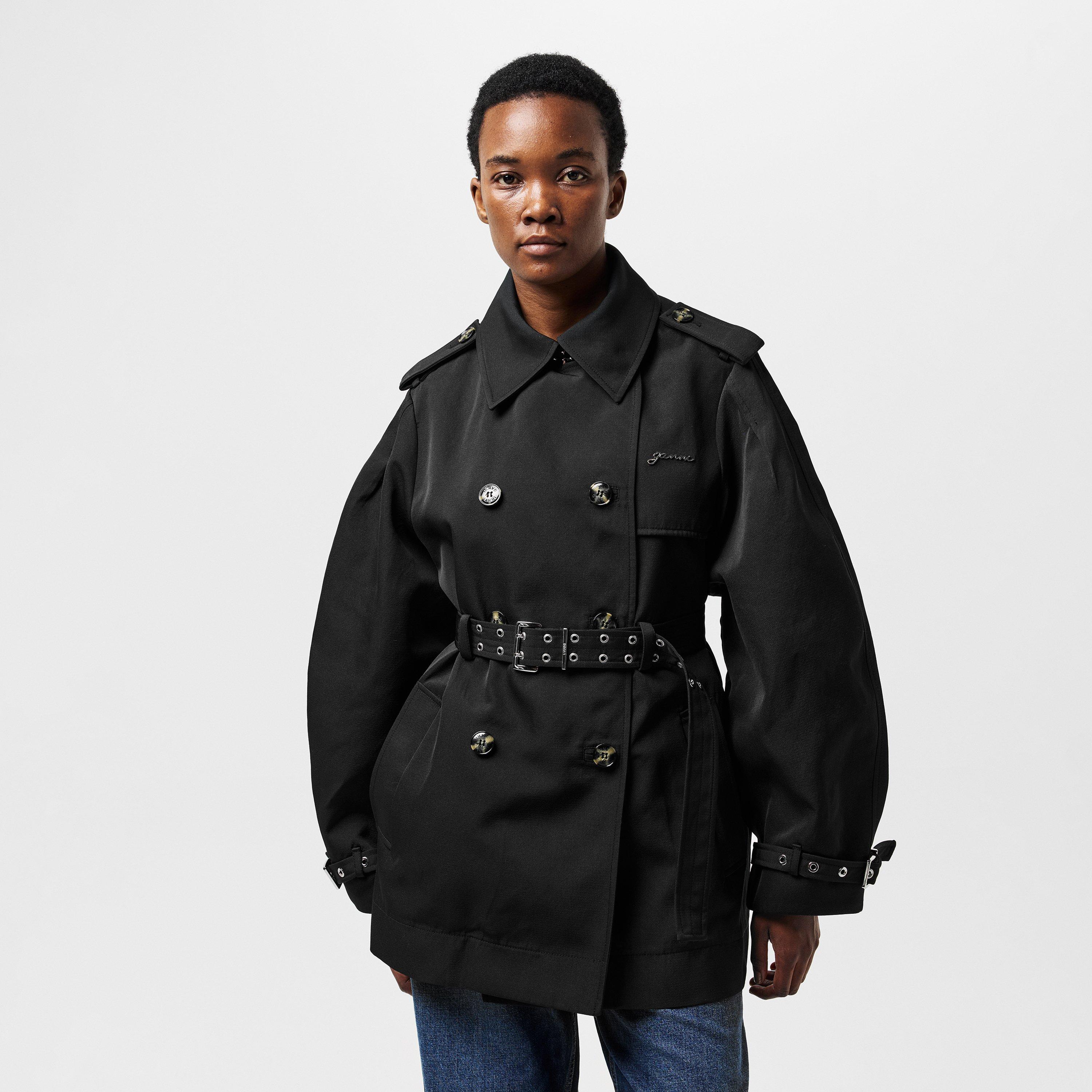 Black - Ganni - Women's  Trench Coat - 3