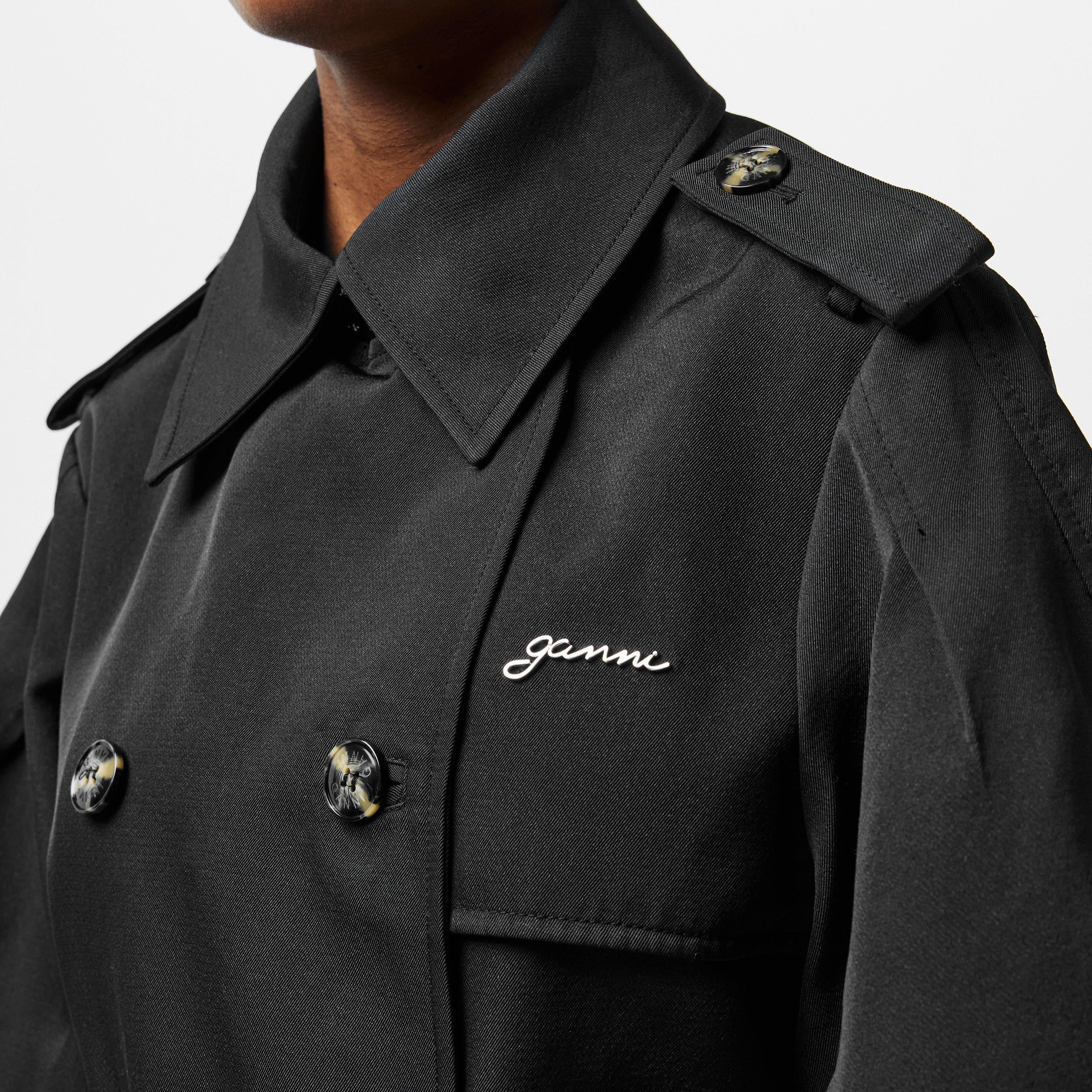 Black - Ganni - Women's  Trench Coat - 5