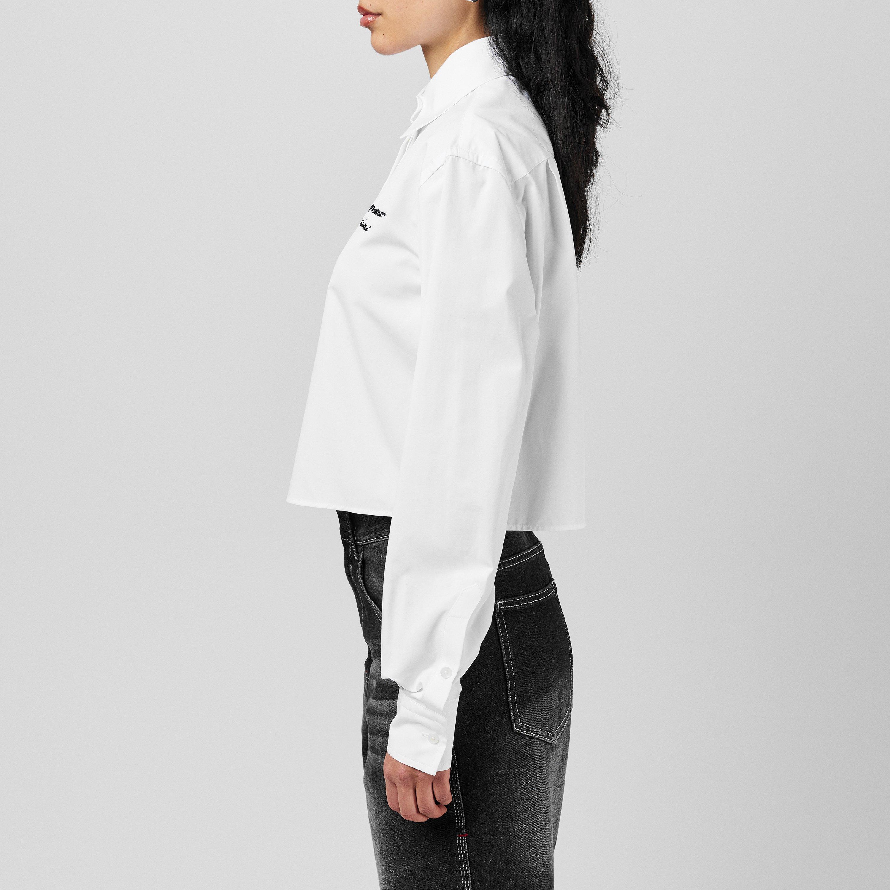 White - Off White - Women's Embroidered Poplin Shirt - 2