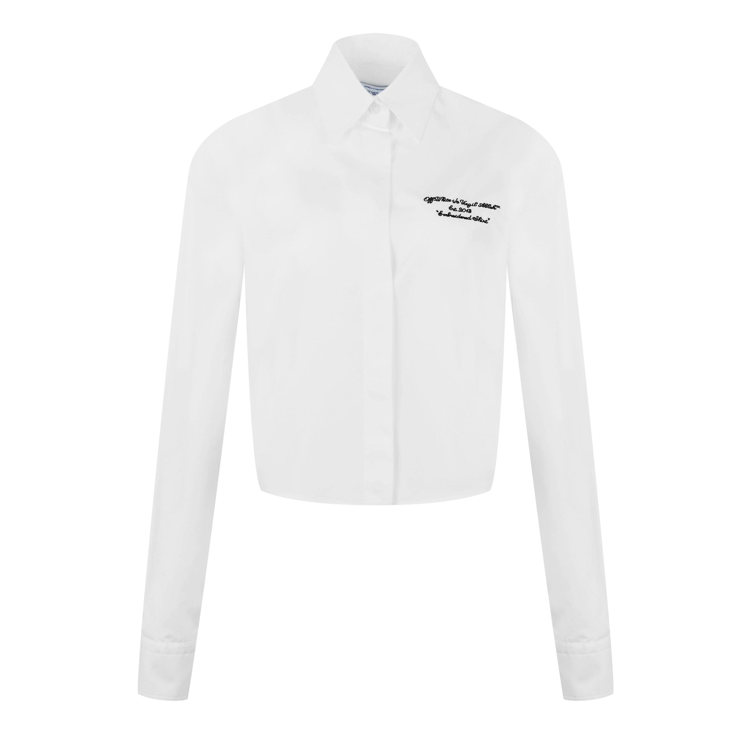 White - Off White - Women's Embroidered Poplin Shirt - 5