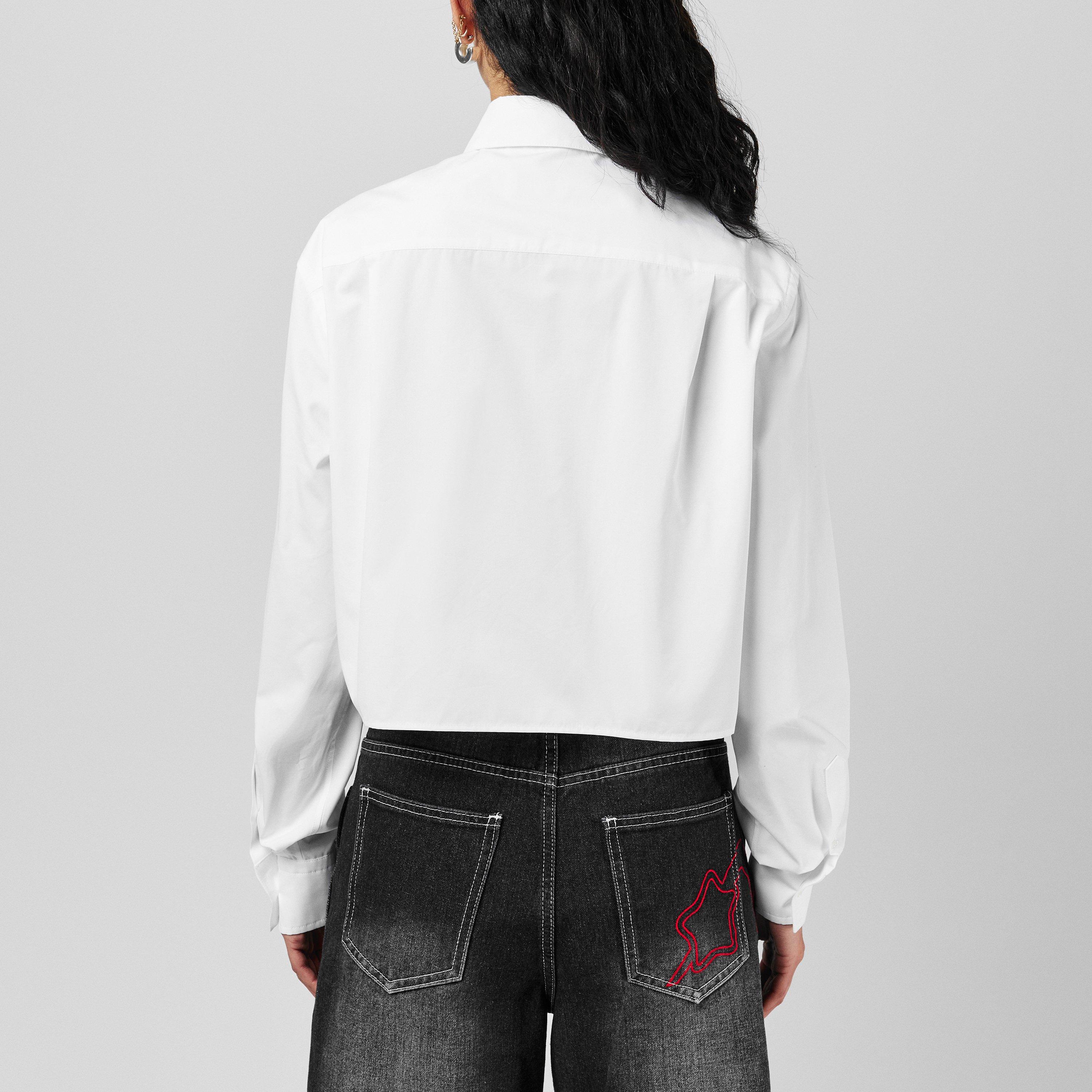 White - Off White - Women's Embroidered Poplin Shirt - 3