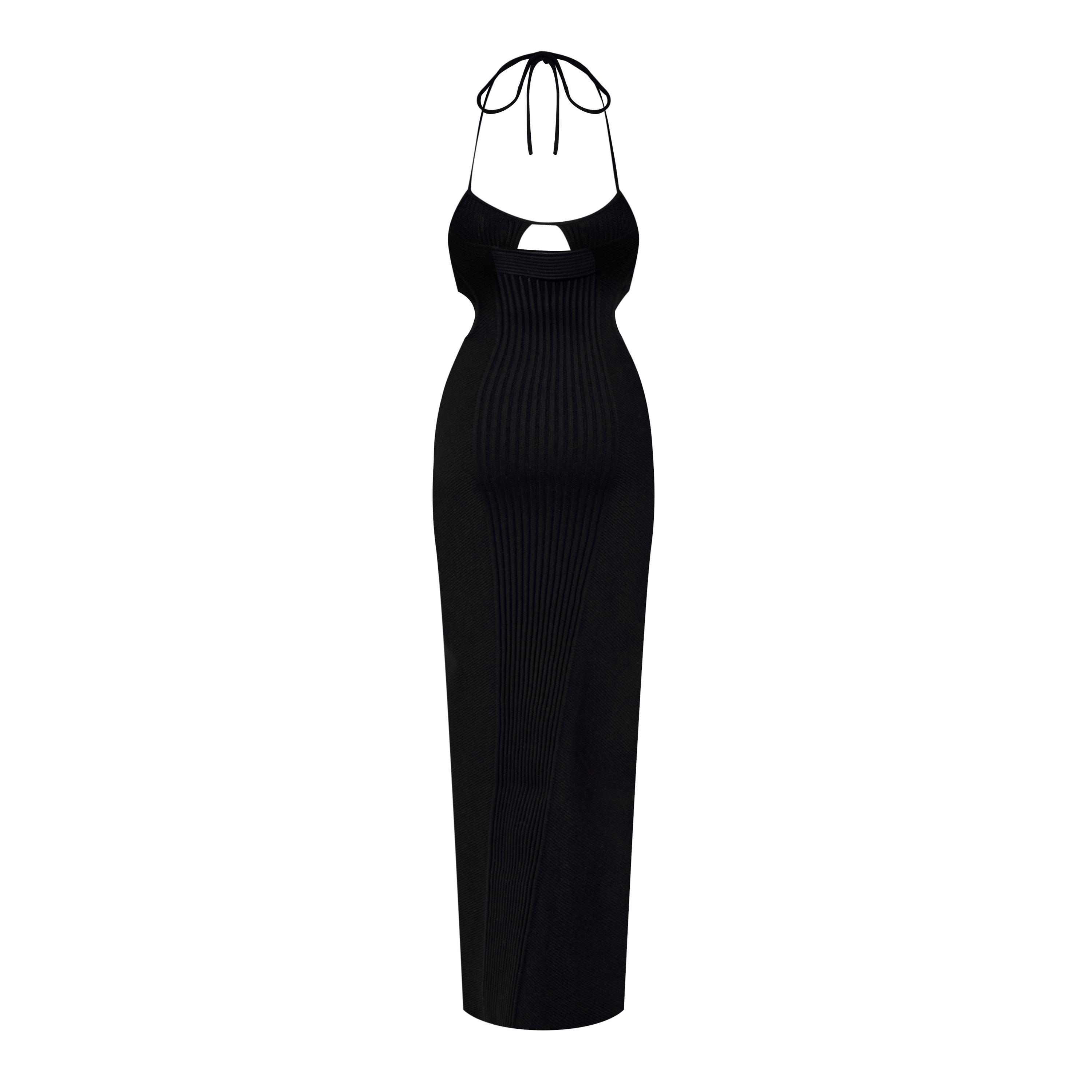 Black - Off White - Women's Knit Maxi Dress - 2