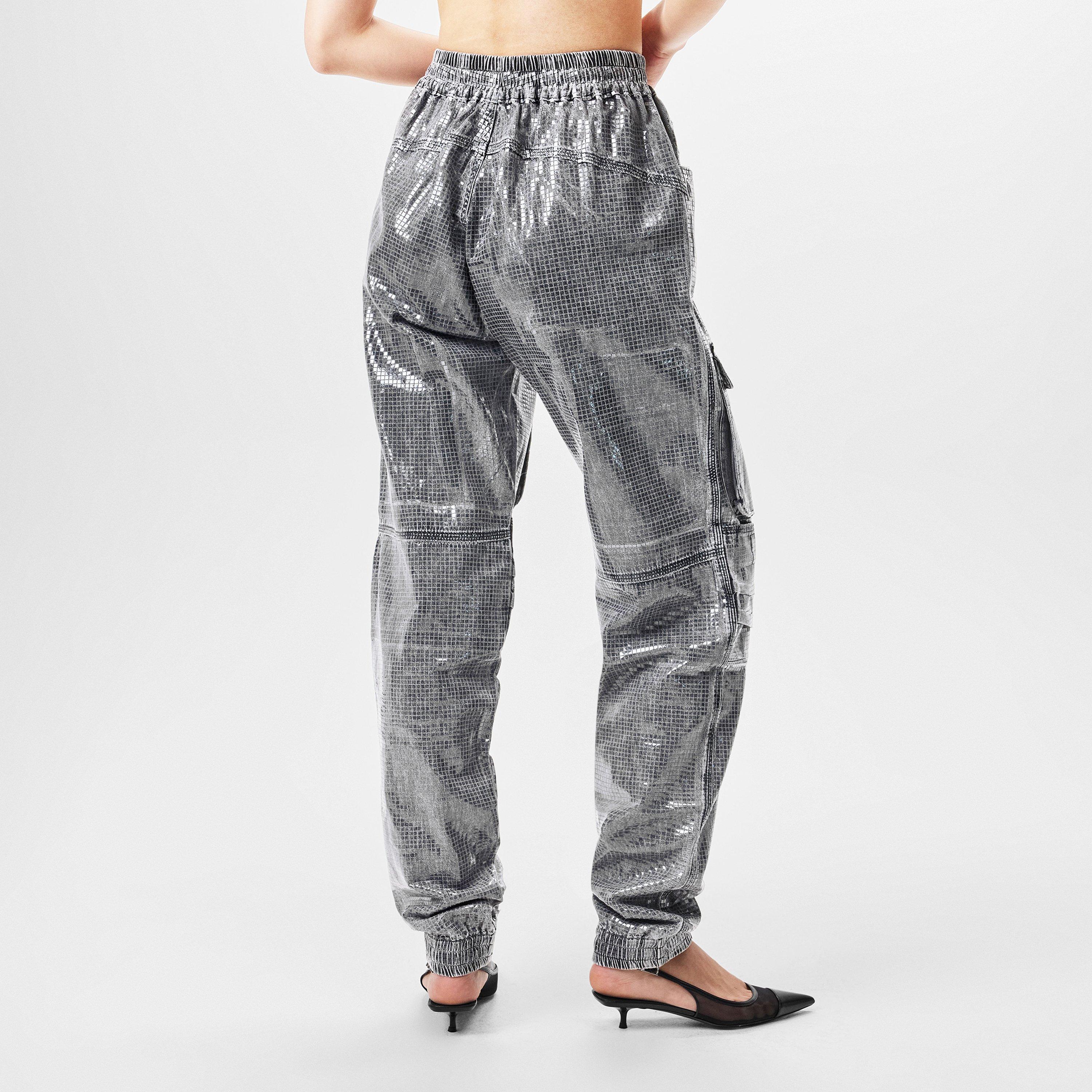 Black/Grey Denm - Diesel - Women's Cargo Jeans - 4