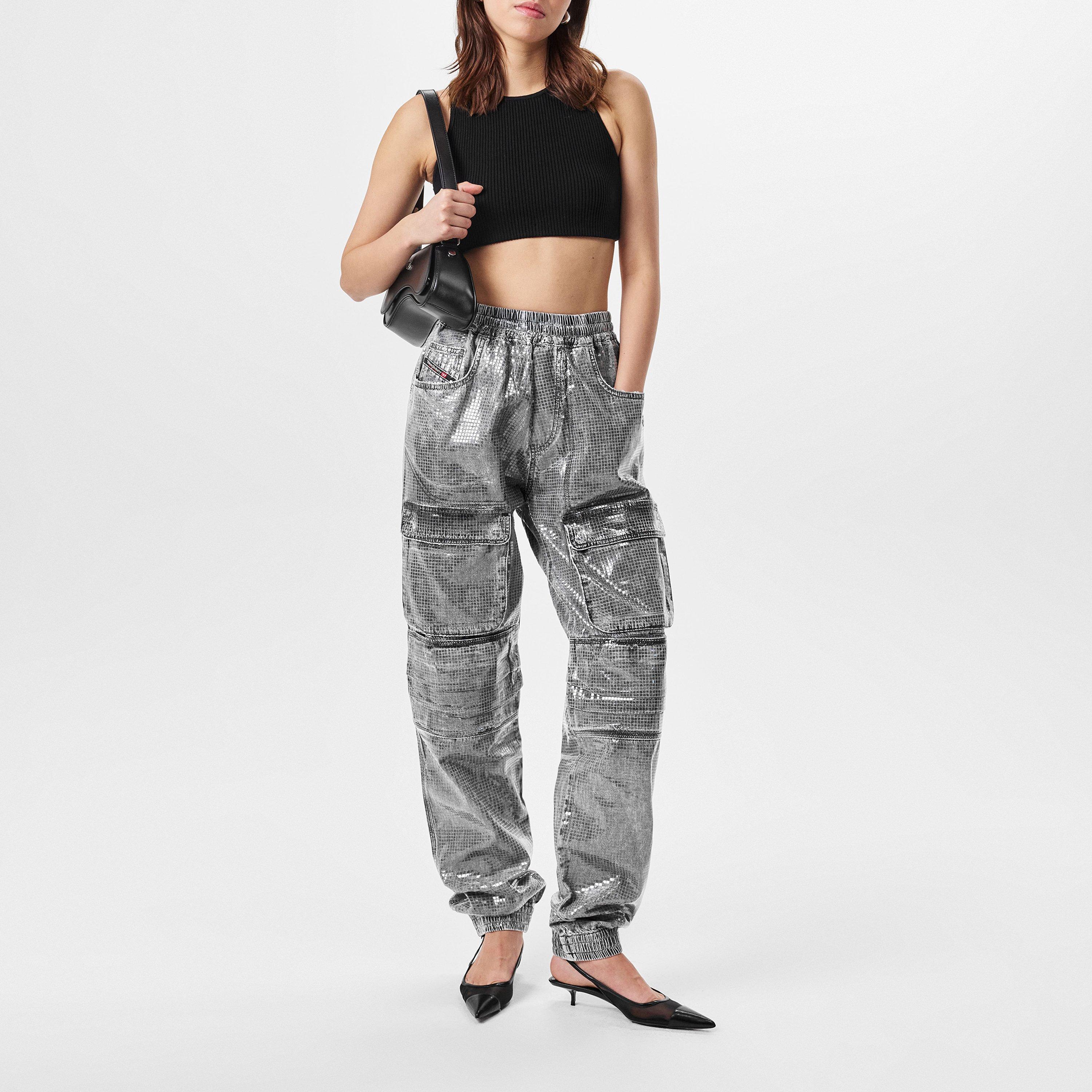 Black/Grey Denm - Diesel - Women's Cargo Jeans - 6