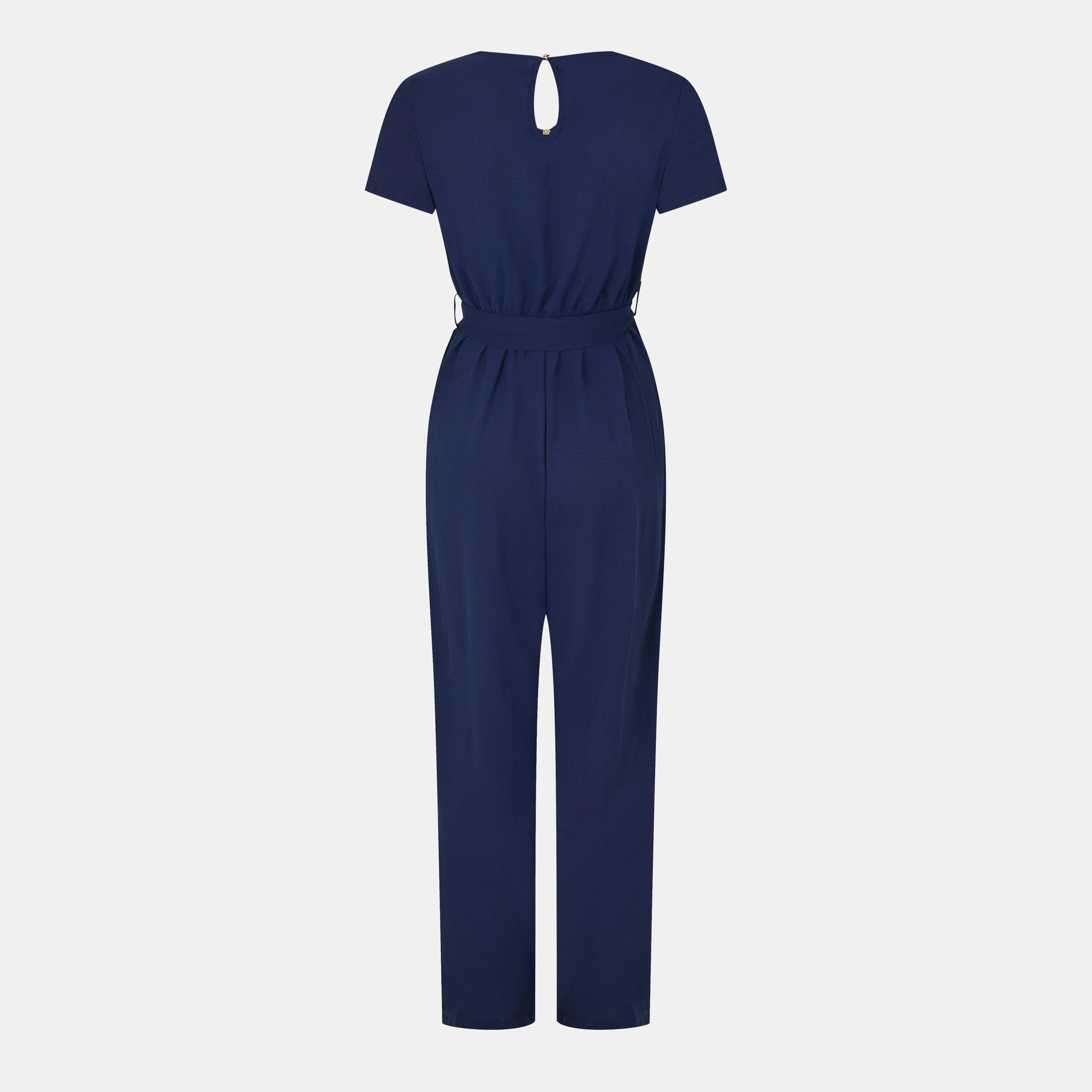 Navy - Yumi - Women's Navy Utility Zipped Detail Jumpsuit - 2