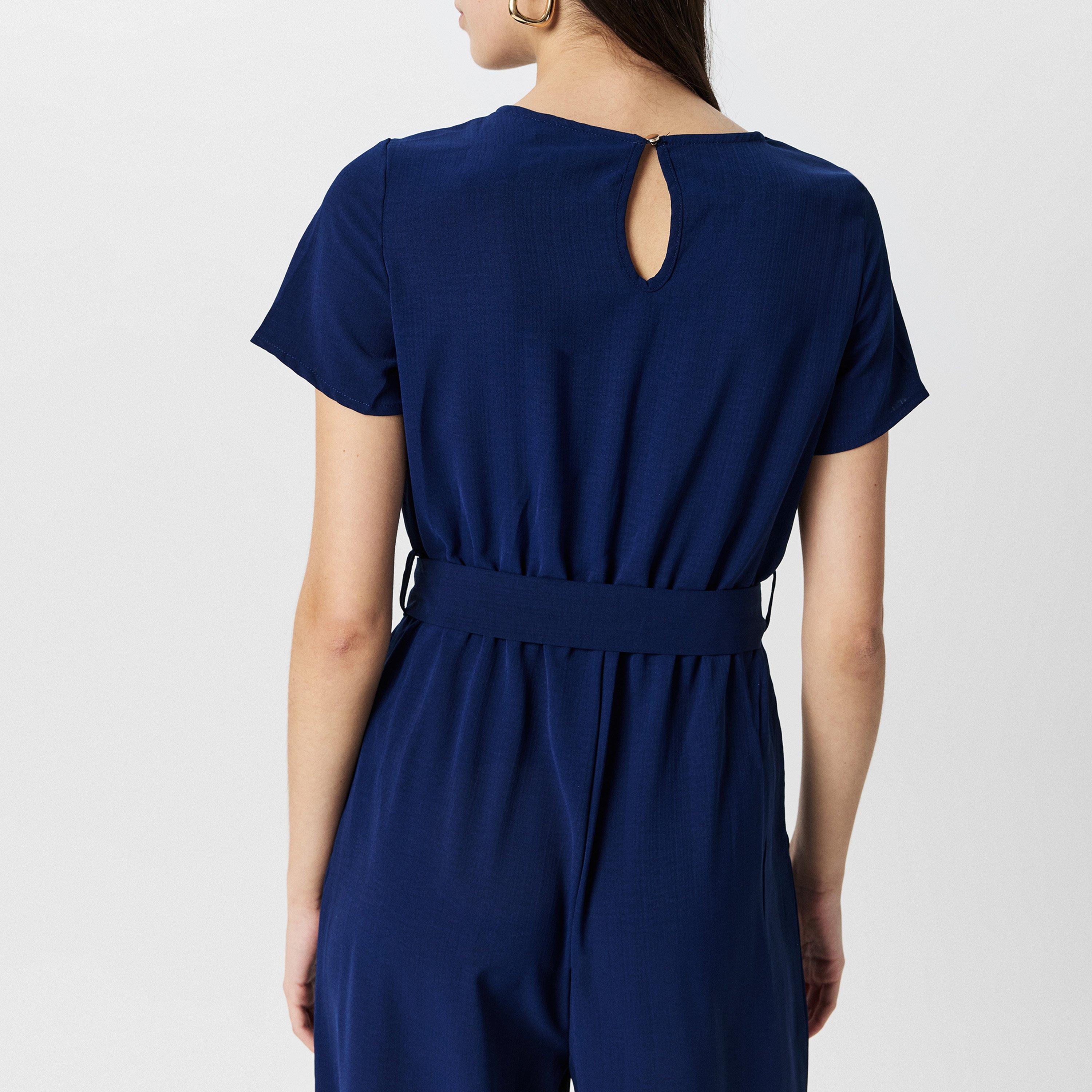 Navy - Yumi - Women's Navy Utility Zipped Detail Jumpsuit - 4