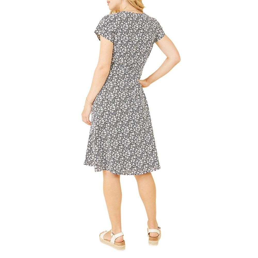 Black - Yumi - Women's Black Ditsy Floral Print Tea Dress - 4