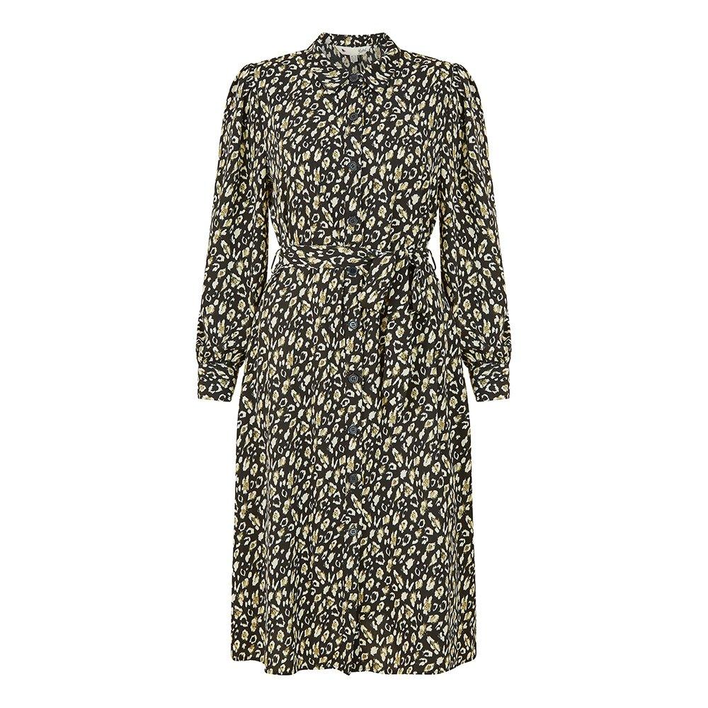 Black - Yumi - Women's Black Leopard Print Shirt Dress - 1