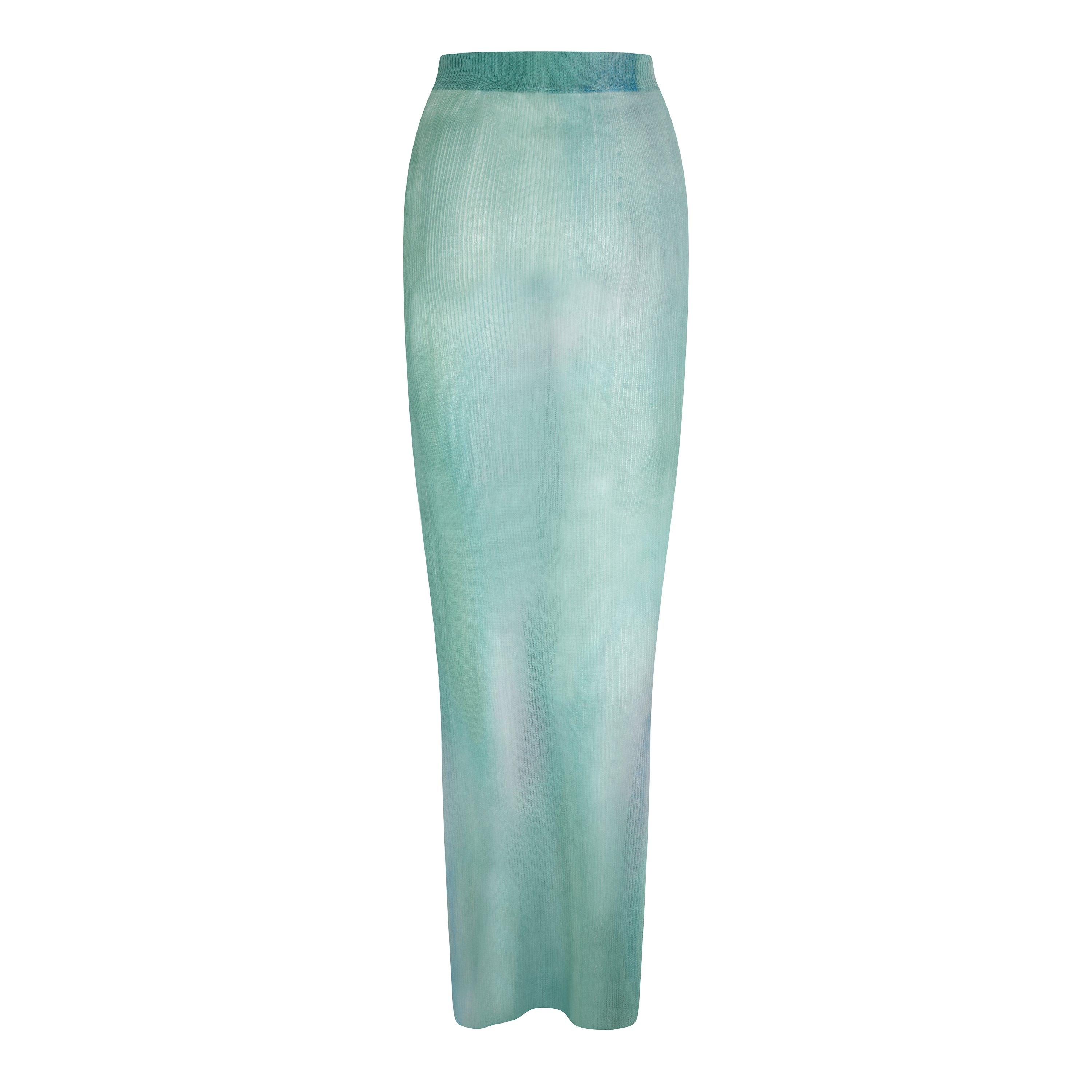 Hellblau - Off White - Women's Knit Maxi Skirt, Knit Fabric - 2