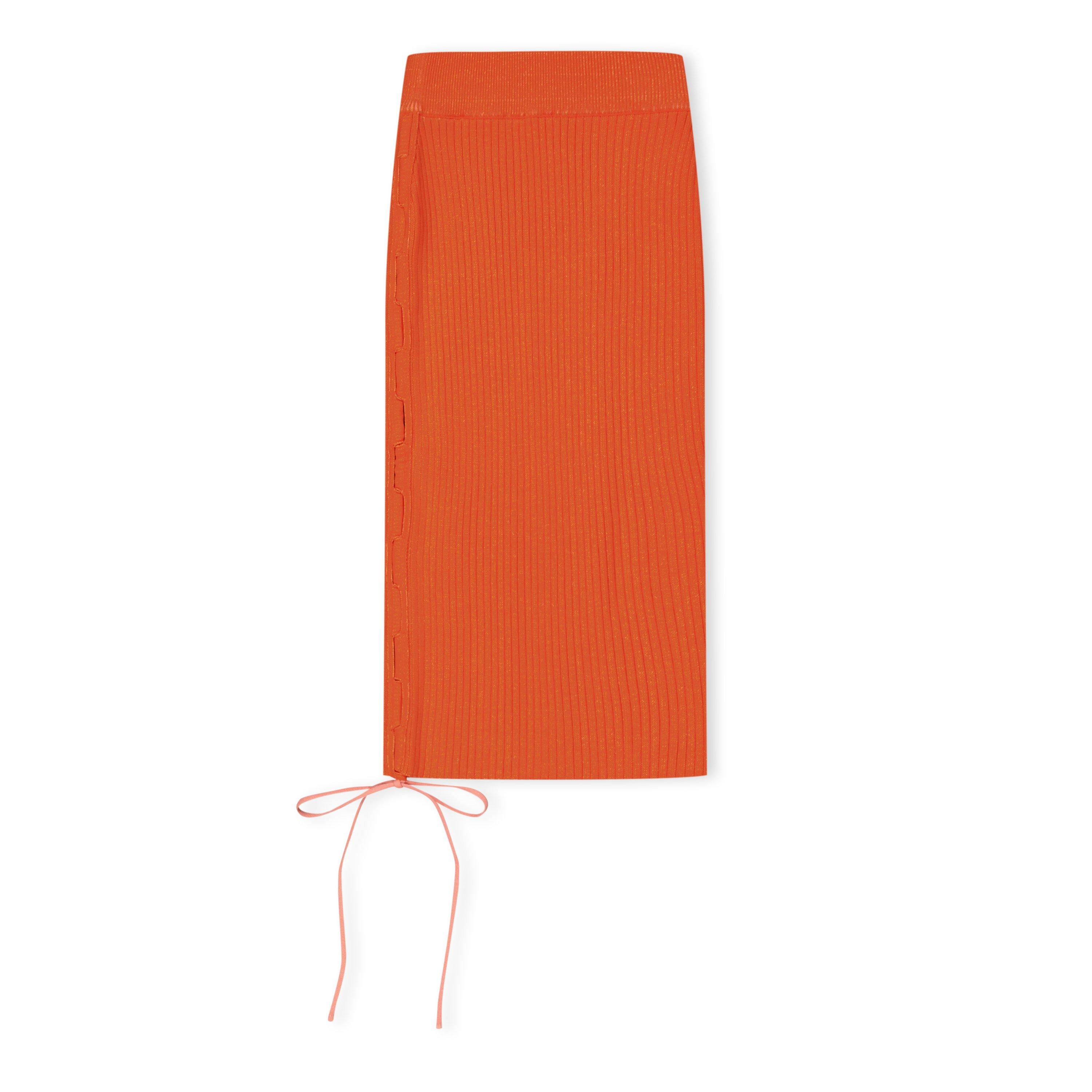 Off White Women's Knitted Midi Skirt - Coral Red - 6 (2XS)
