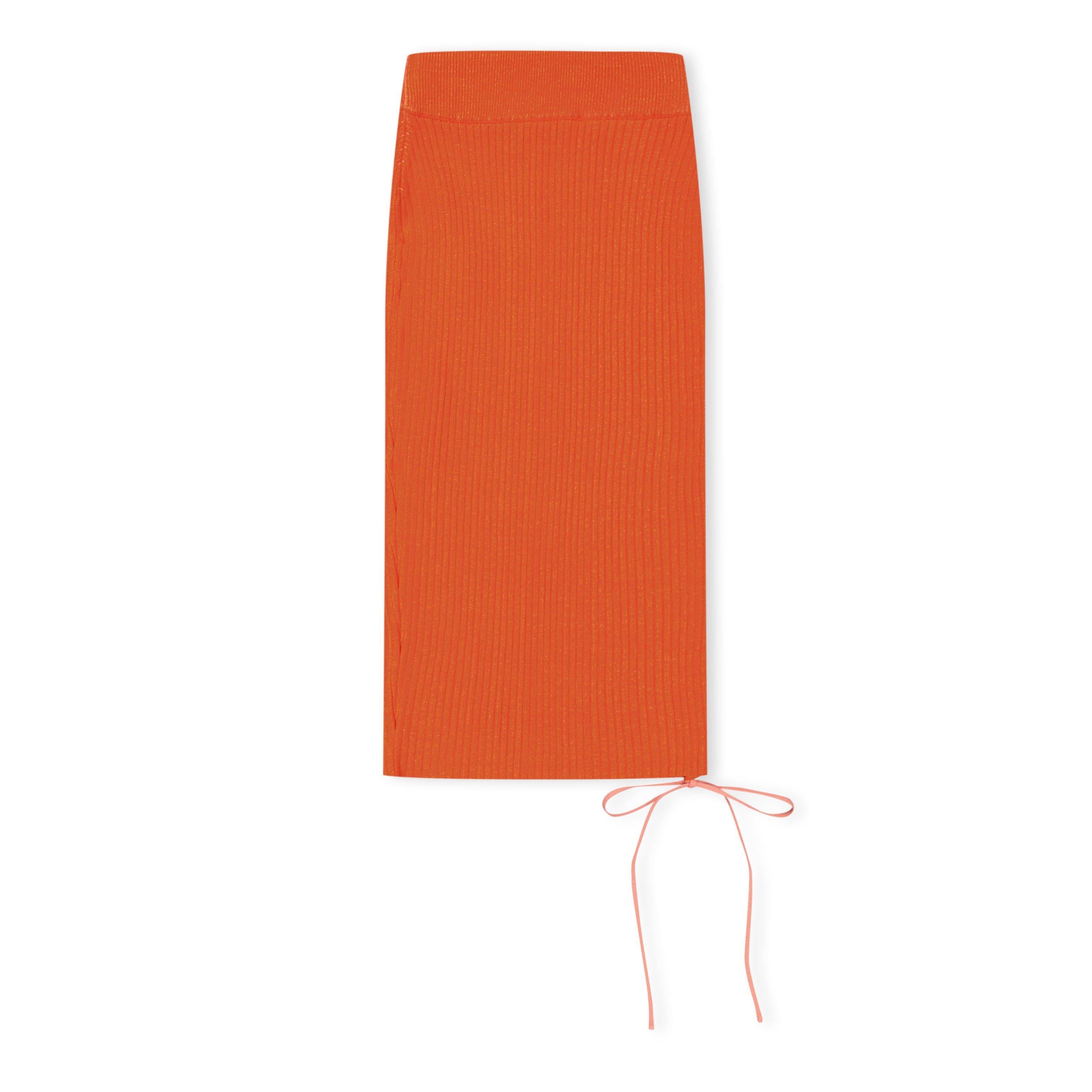 Vermelho Coral - Off White - Women's Knitted Midi Skirt - 2
