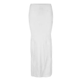 Off White Women's Flower Vortix Embroidered Knitted Maxi Skirt, Hypnotic Patterns