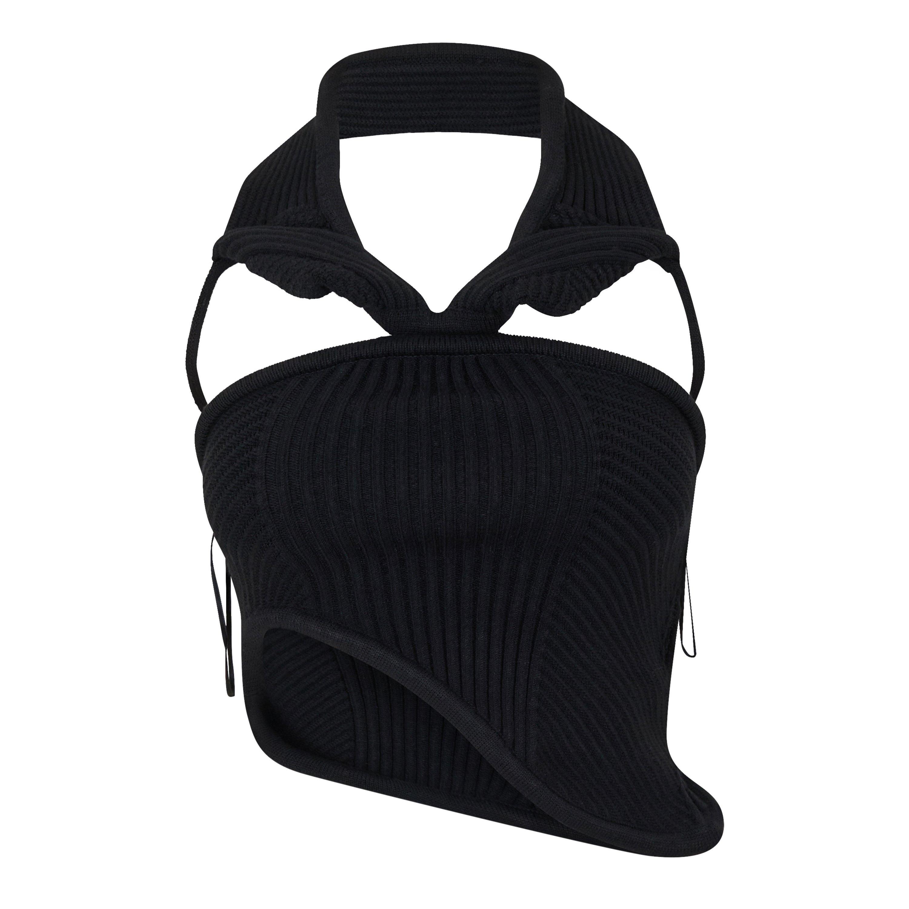 Off White Women's Ribbed Textured Crew Neck Jumper - Black - Size 10 (S)