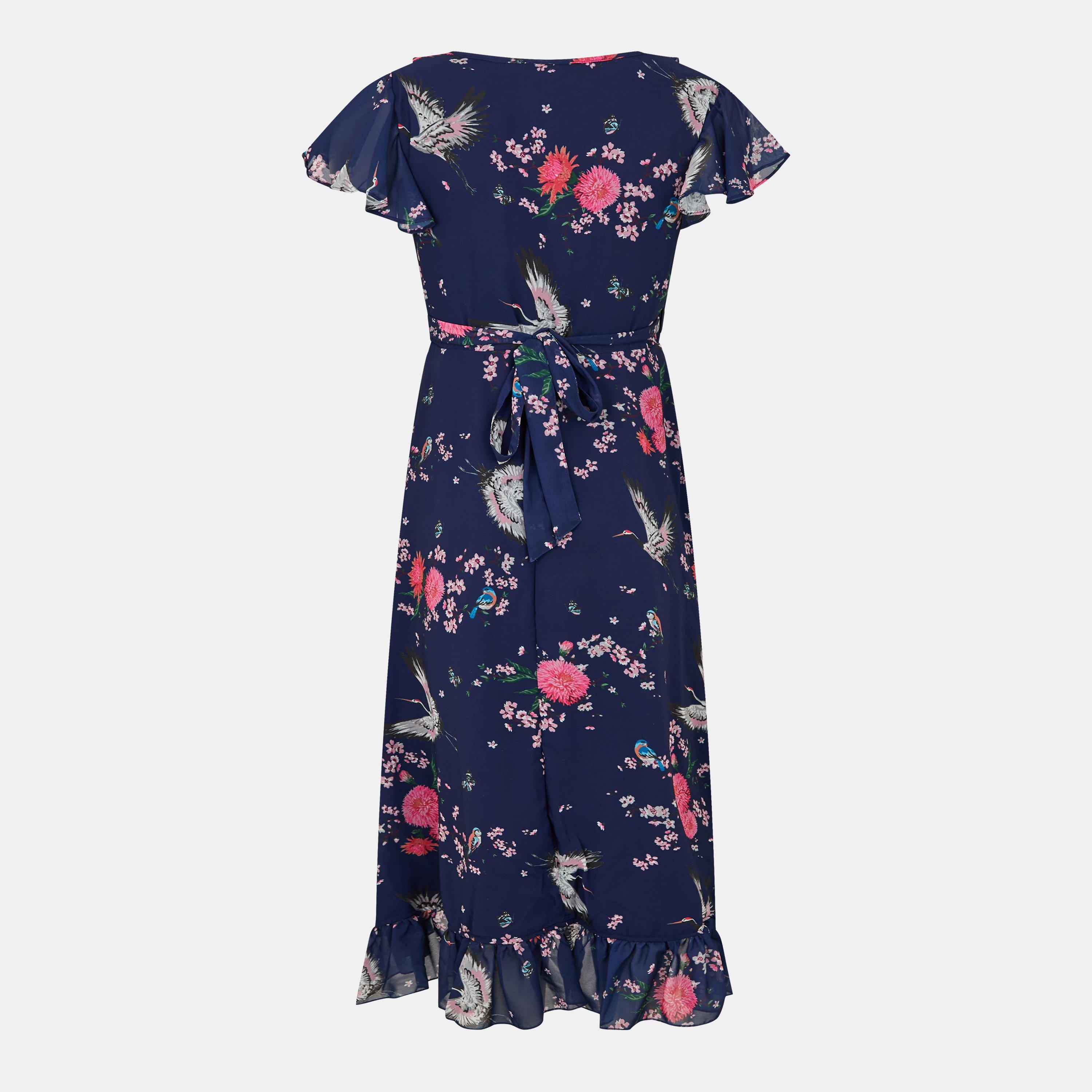 Navy - Yumi - Crane Print Midi Dress - 2