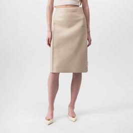 Off White Leather Skirt Ld99