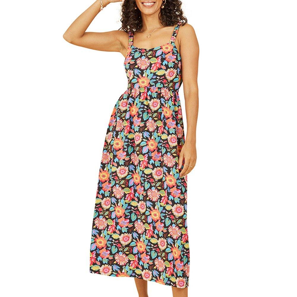 Multi - Yumi - Women's Multicoloured Retro Floral Midi Swing Dress - 2