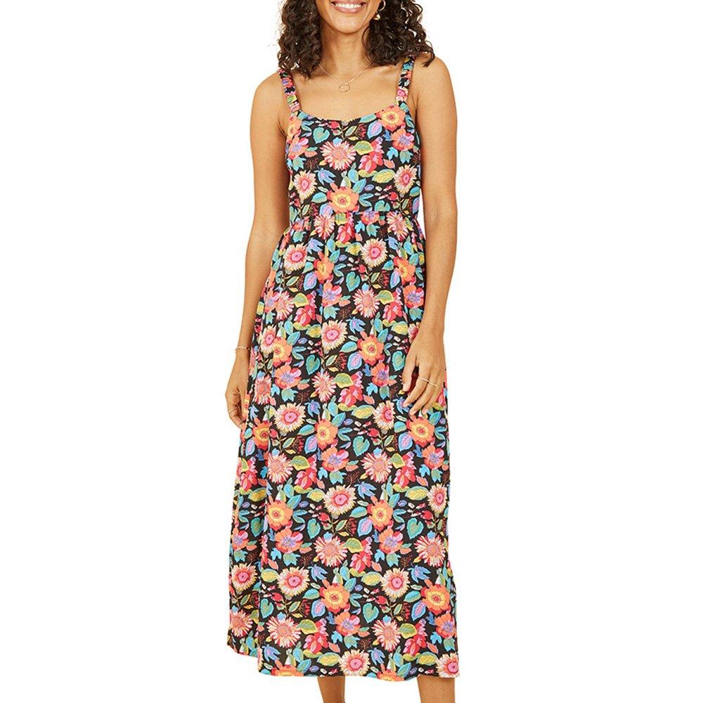 Multi - Yumi - Women's Multicoloured Retro Floral Midi Swing Dress - 3