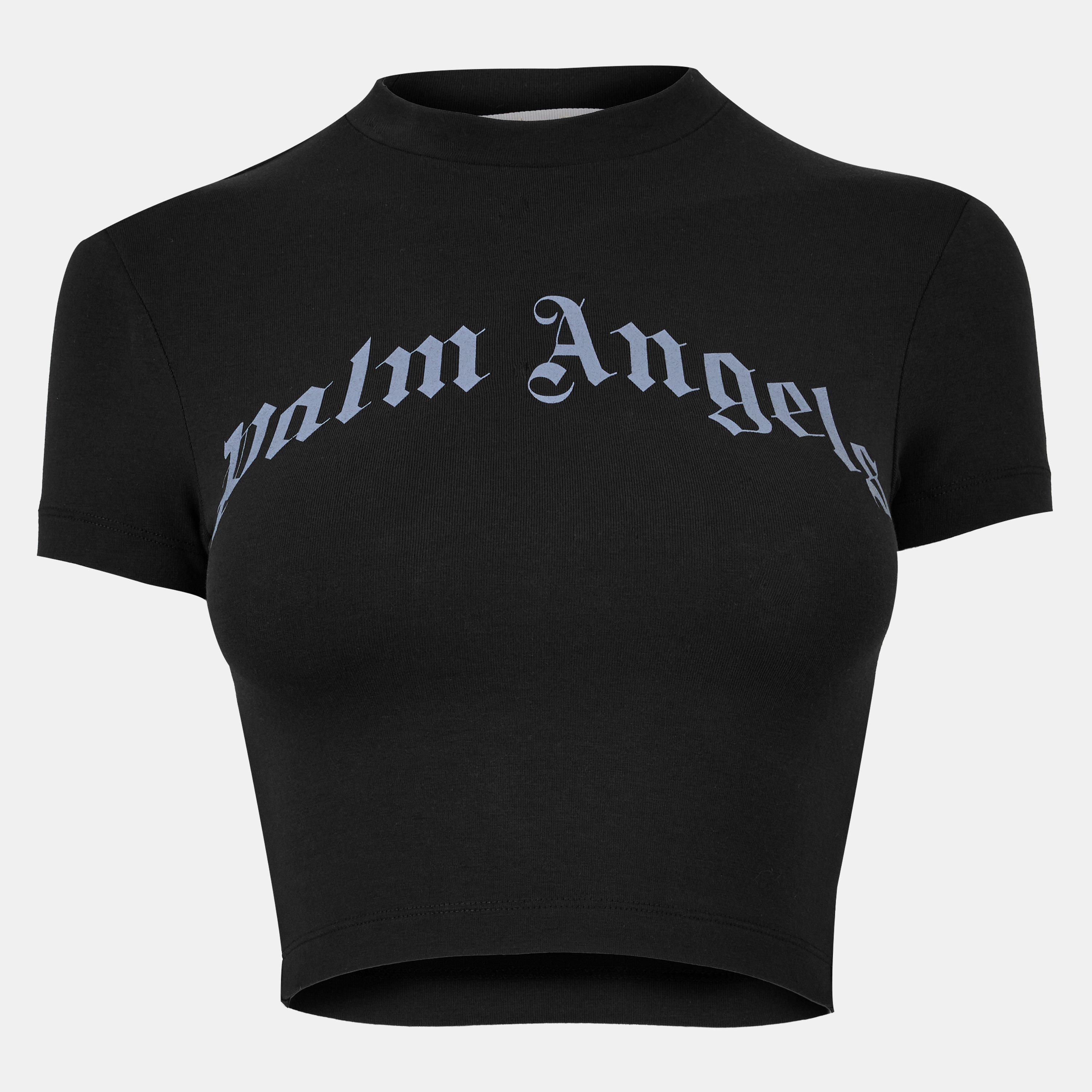 Palm Angels Women's Slim Fit Cropped Baby Tee - Black - 8 (XS)