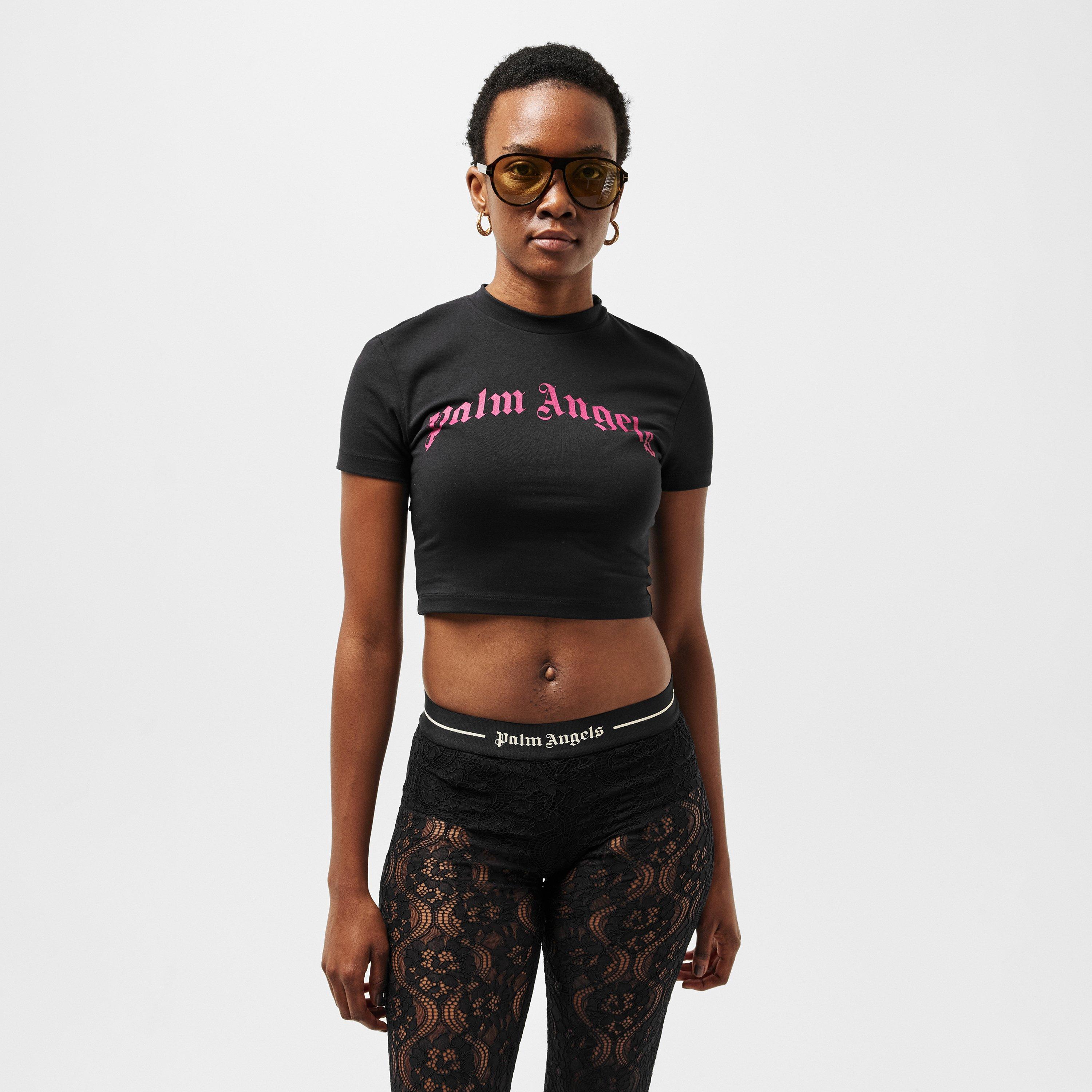Black - Palm Angels - Women's Slim Fit Cropped Baby Tee - 3