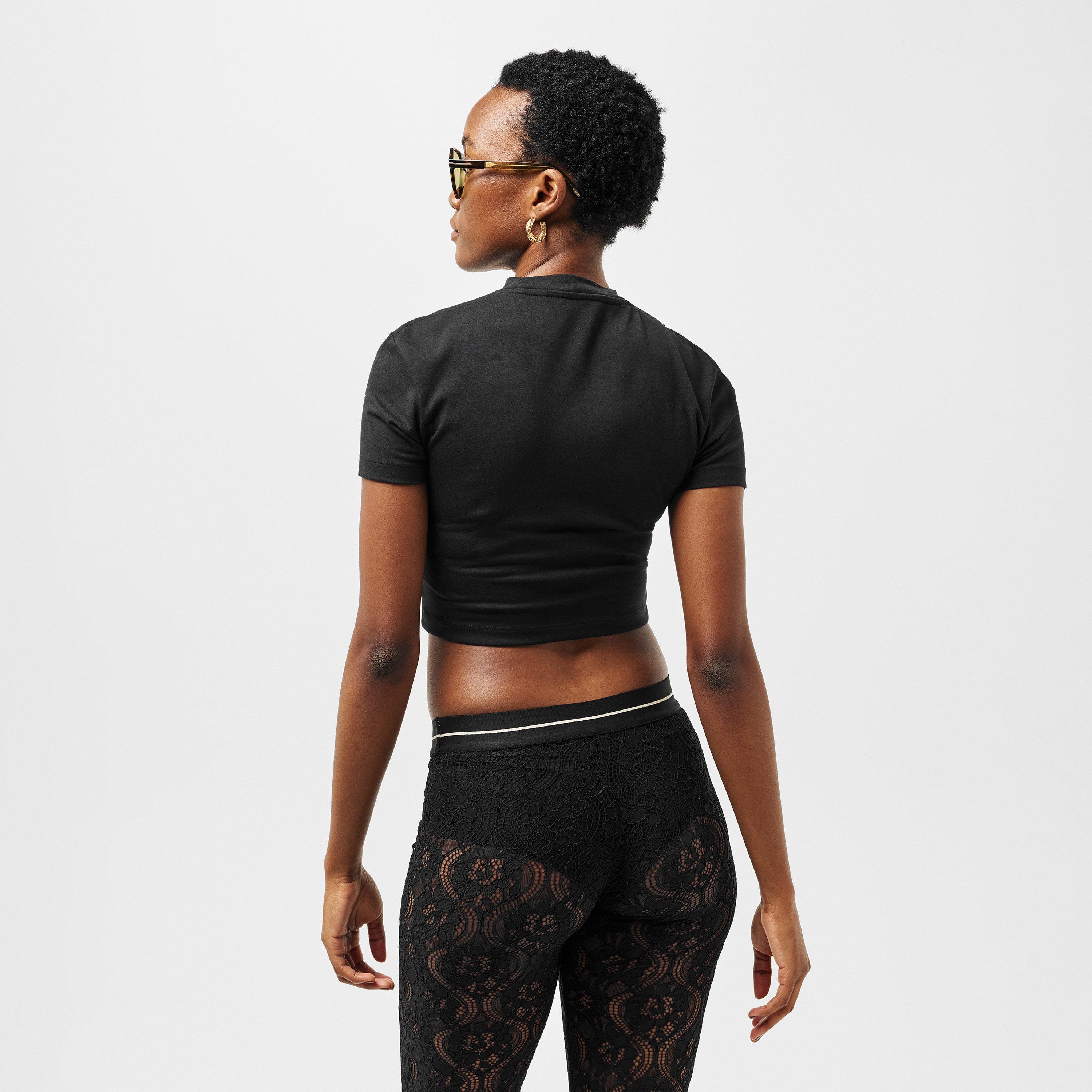 Black - Palm Angels - Women's Slim Fit Cropped Baby Tee - 4