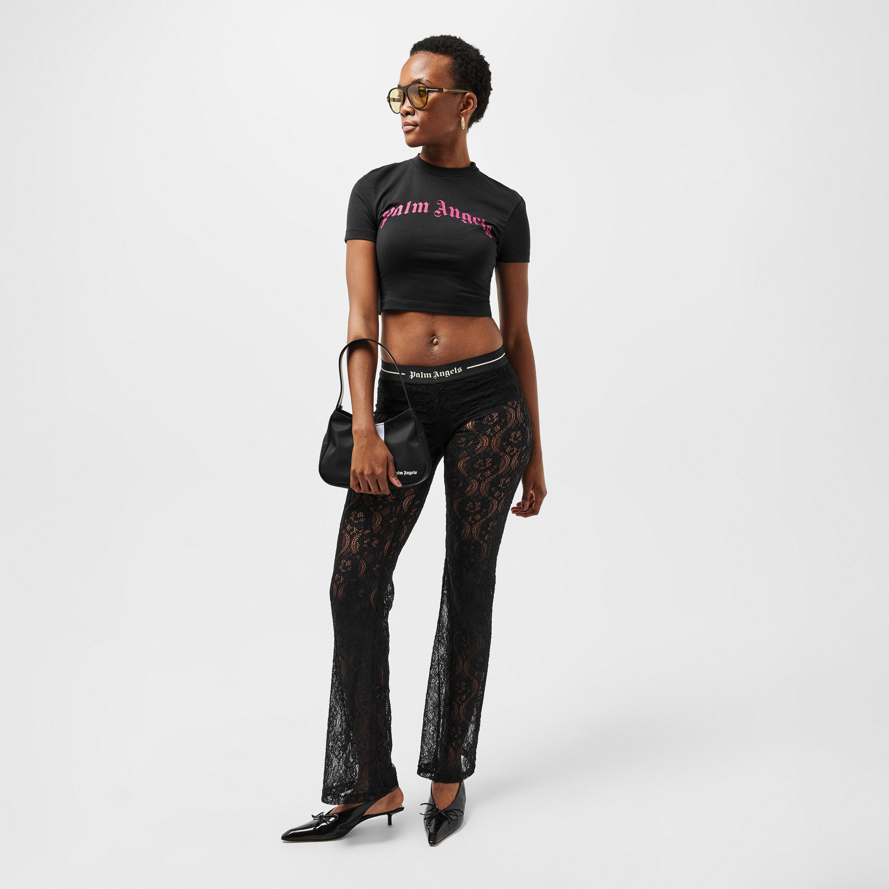 Black - Palm Angels - Women's Slim Fit Cropped Baby Tee - 6