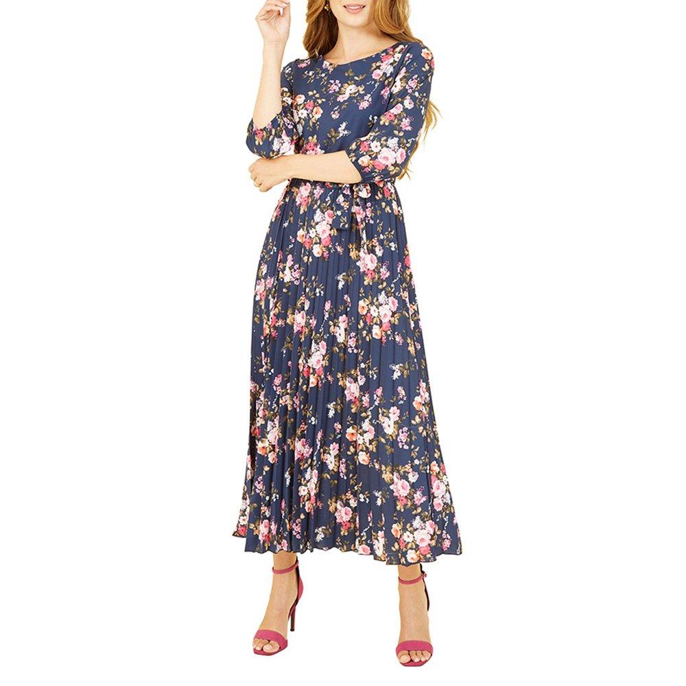 Yumi Women's Navy Long-Sleeve Floral Maxi Dress