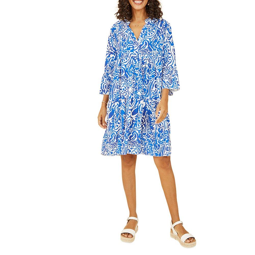 Blue - Yumi - Women's Aztec Print Wrap Dress - 2