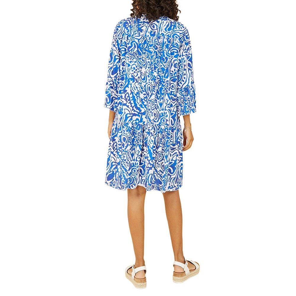 Blue - Yumi - Women's Aztec Print Wrap Dress - 4