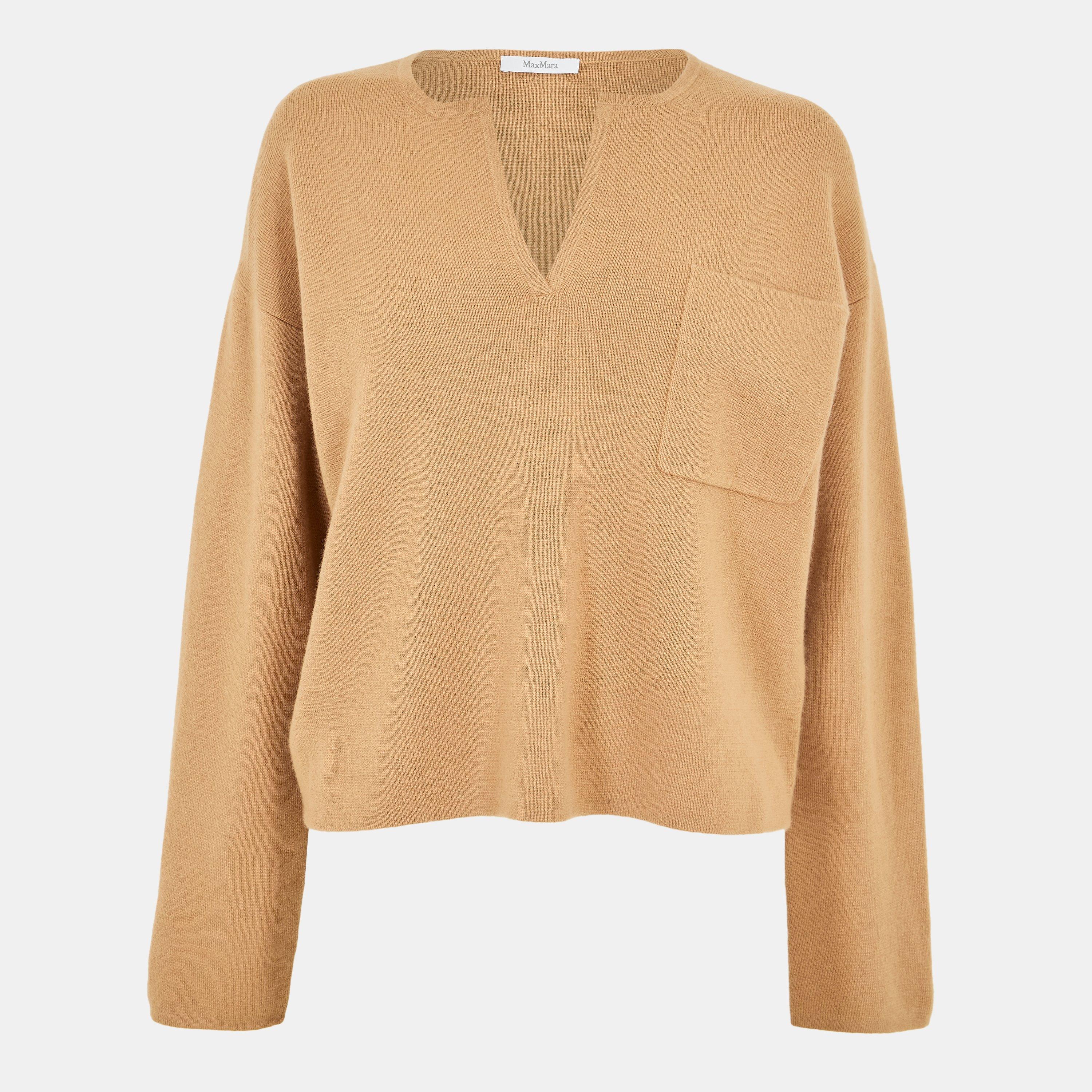 Camel - Max Mara - Women's Zibello Fine Gauge Knitted Crew Neck Jumper - 1