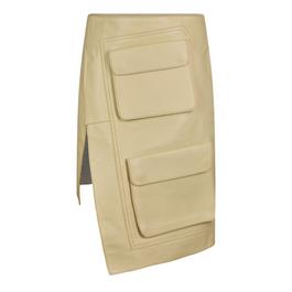 Off White A-Line Leather Skirt