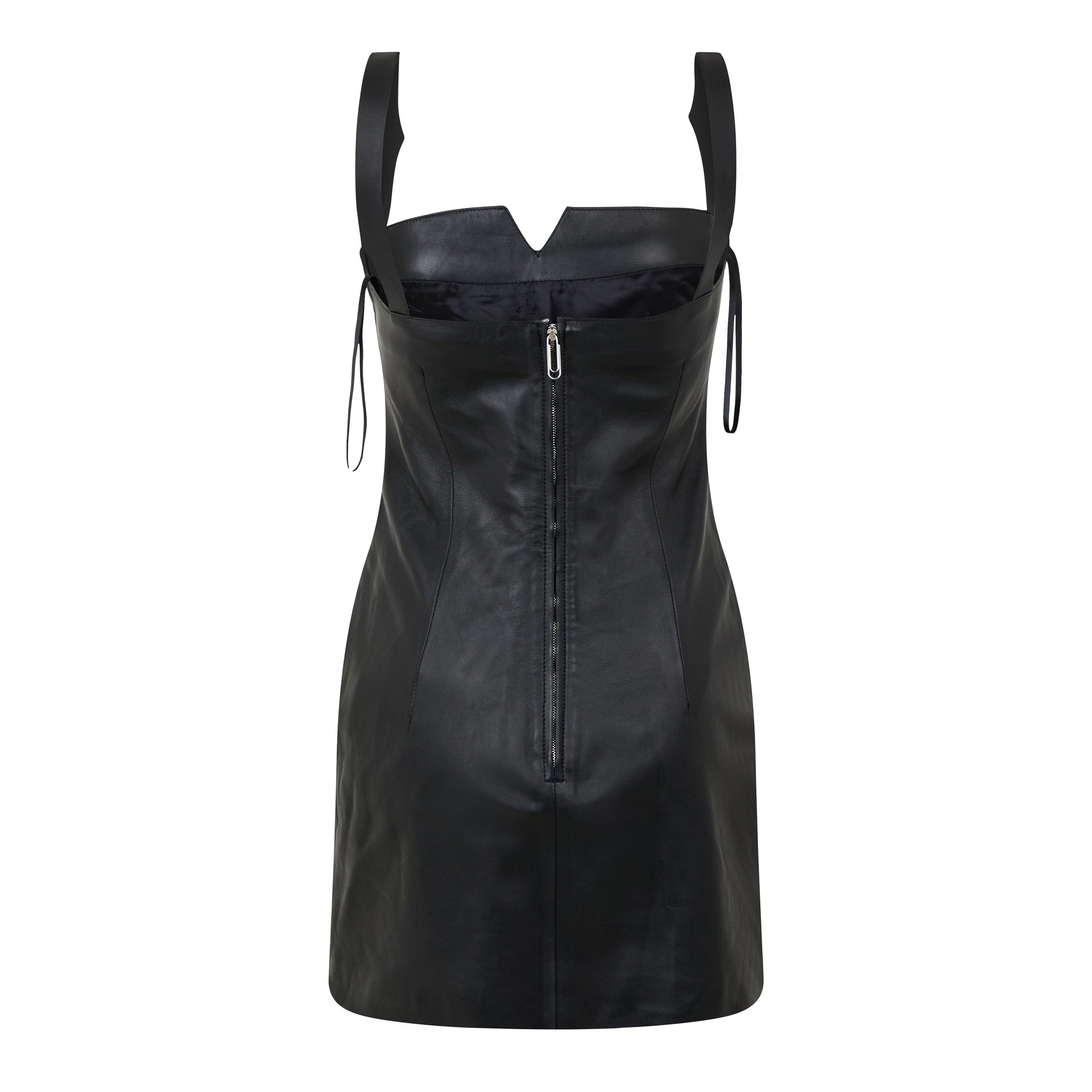 Nero - Off White - Women's Leather Mini Dress - 2