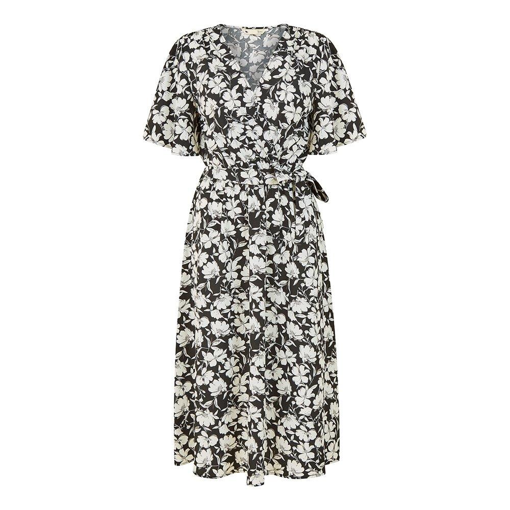 Yumi Women's Floral Midi Wrap Dress Black - 10 (S)