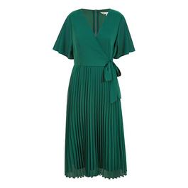 Yumi Yumi Green Pleated Wrap Over Midi Dress